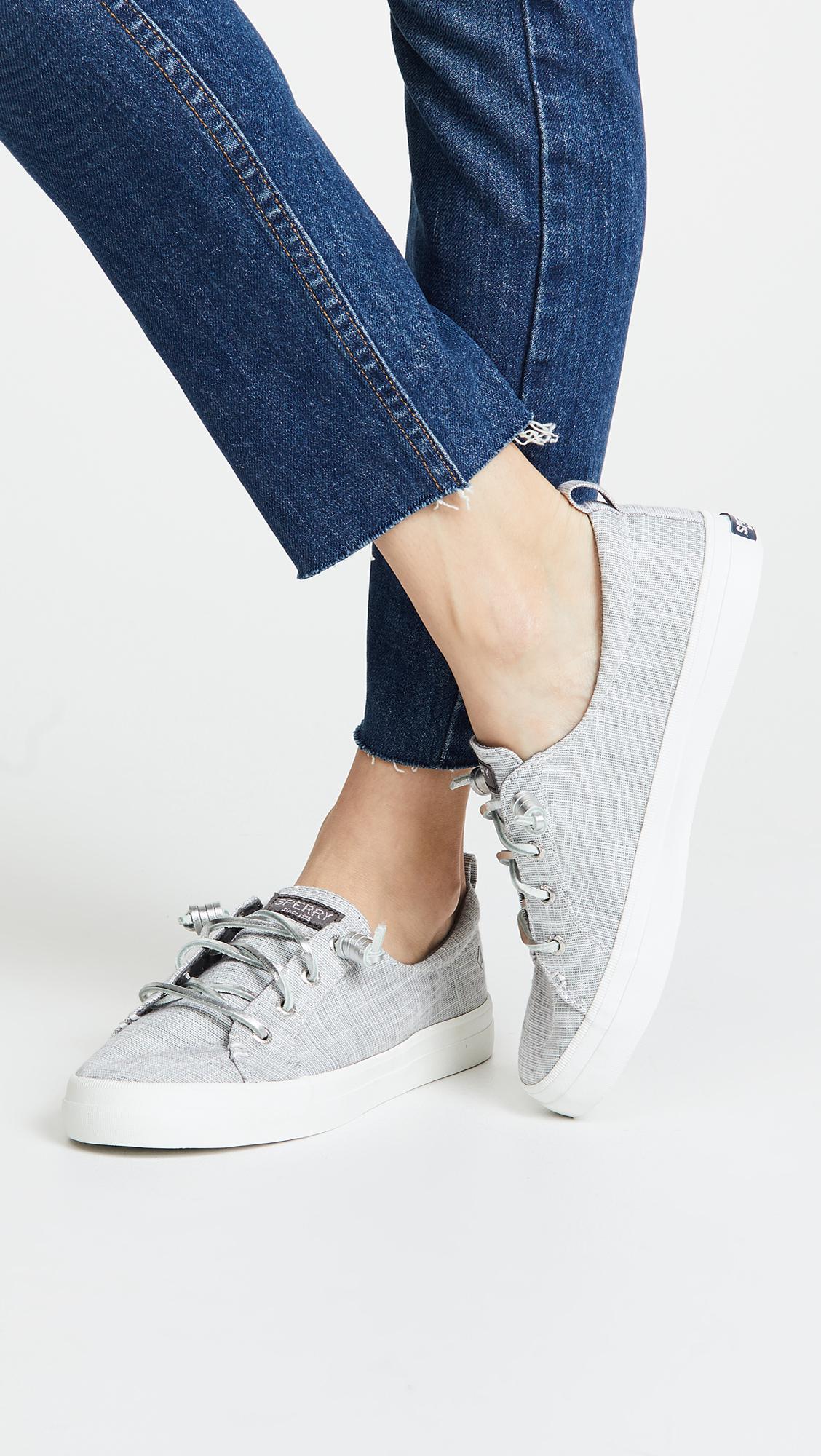 sperry crest vibe metallic silver