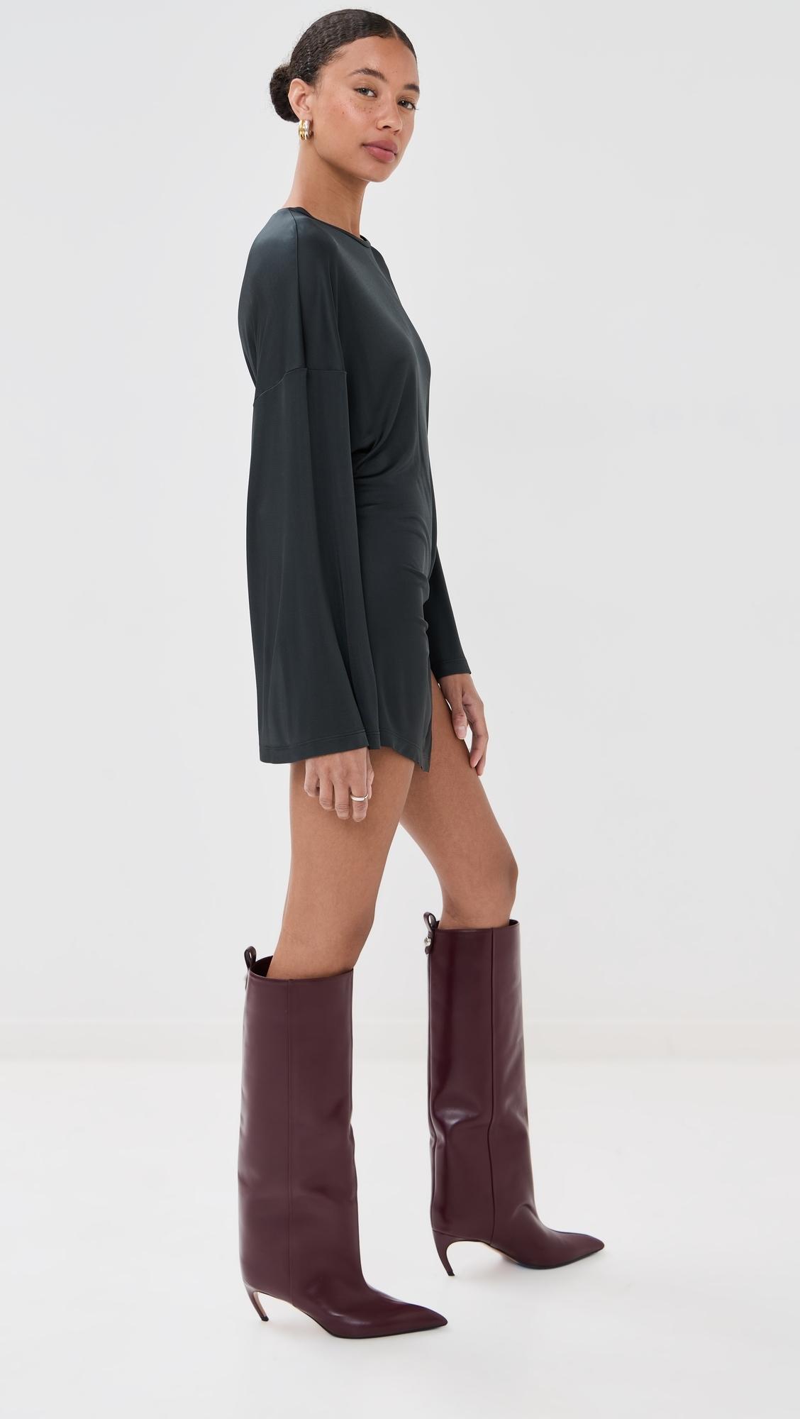 The Attico Long Sleeve Mini Dress in Black | Lyst