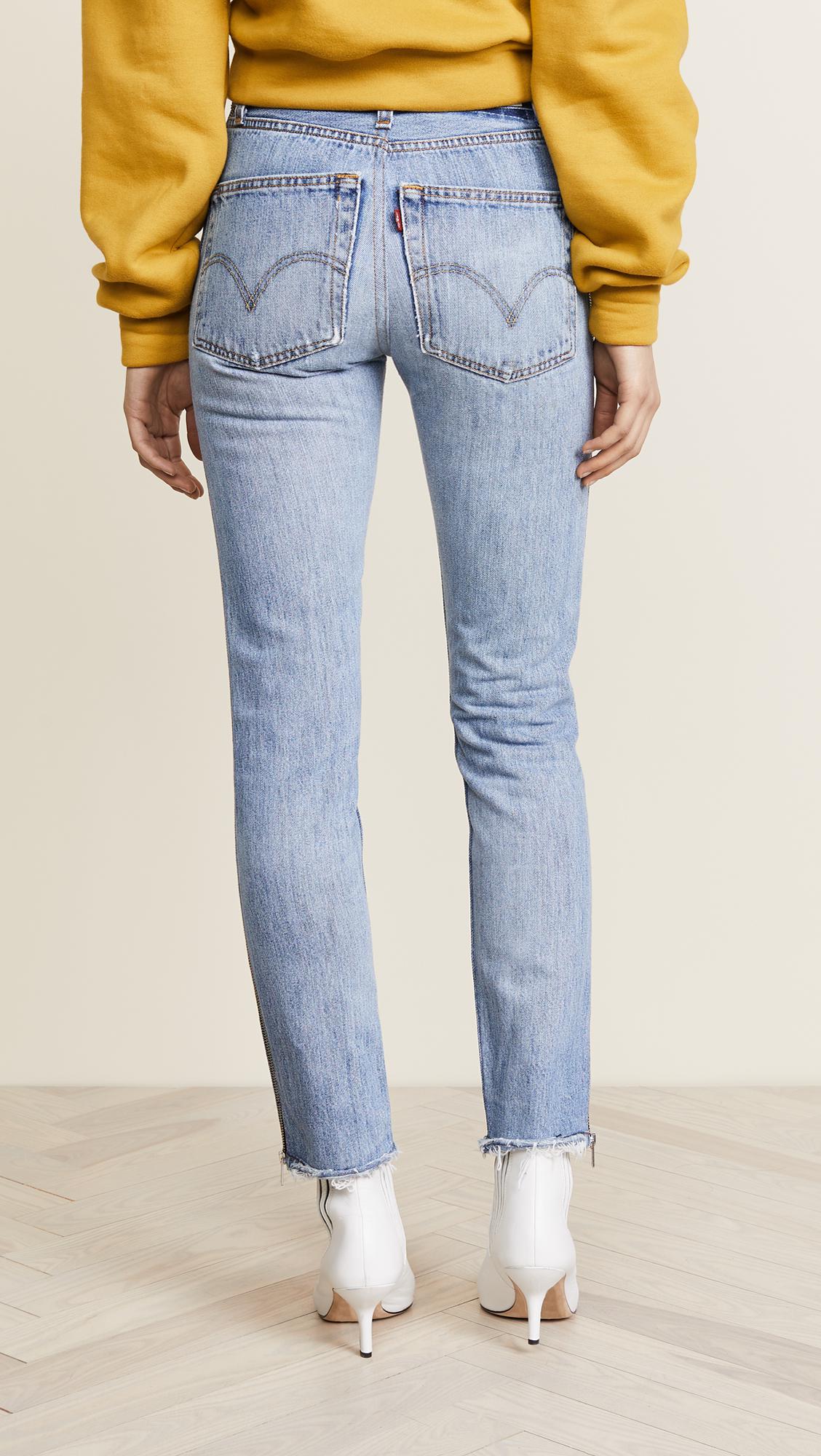 RE/DONE Levis High Rise Ankle Crop Zip Jeans in Blue | Lyst