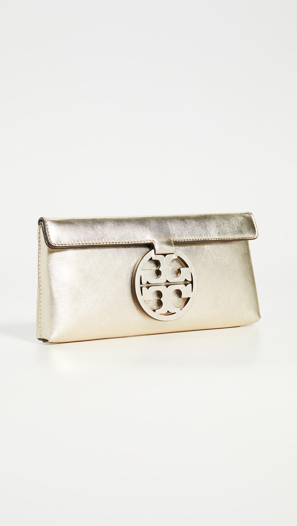 Tory Burch Leather Miller Metallic Clutch - Lyst