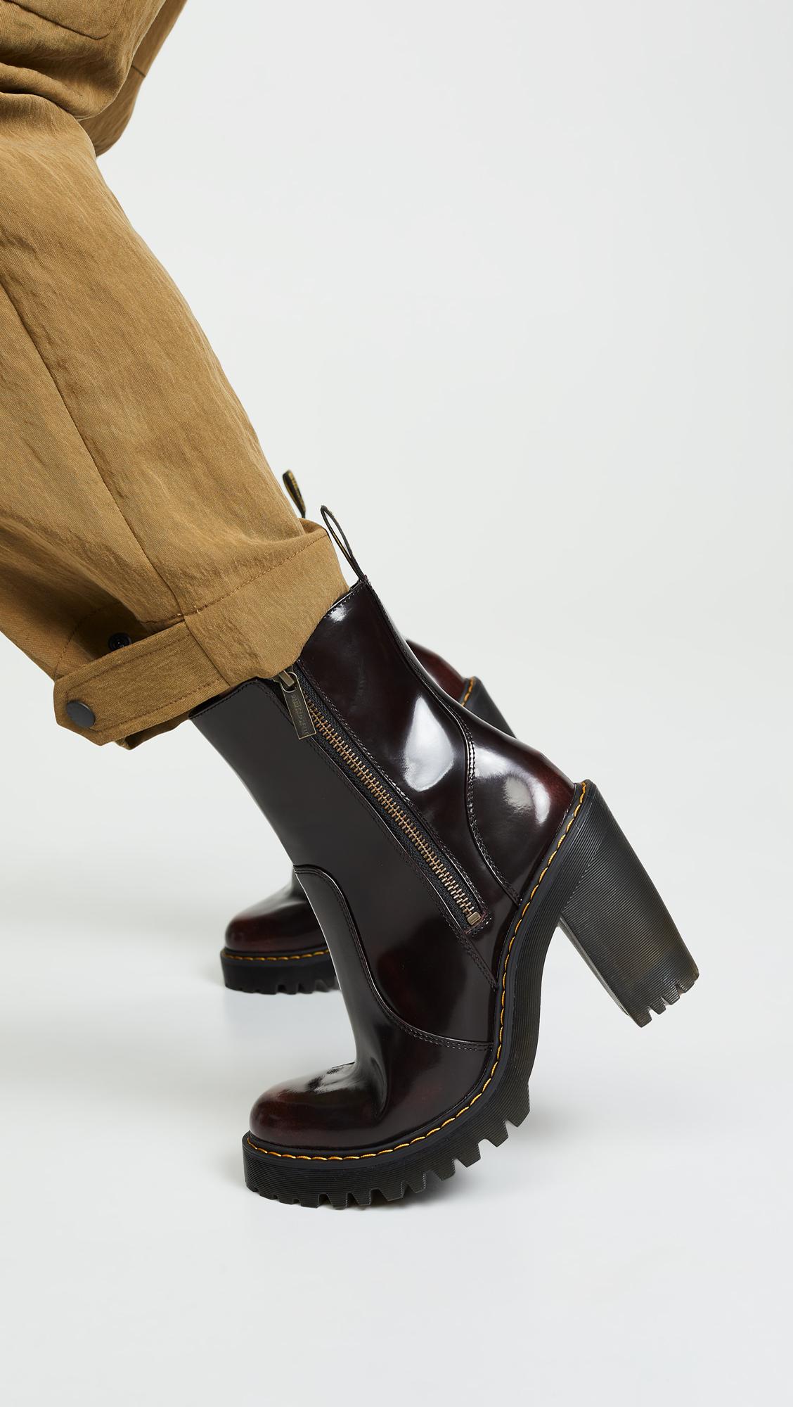 Dr. Martens Leather Magdalena Ii Ankle Boots in Cherry Red (Black) - Lyst