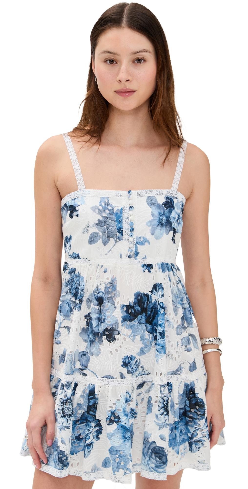 Alice + Olivia Fallon Square Neck Babydoll Mini Dress in