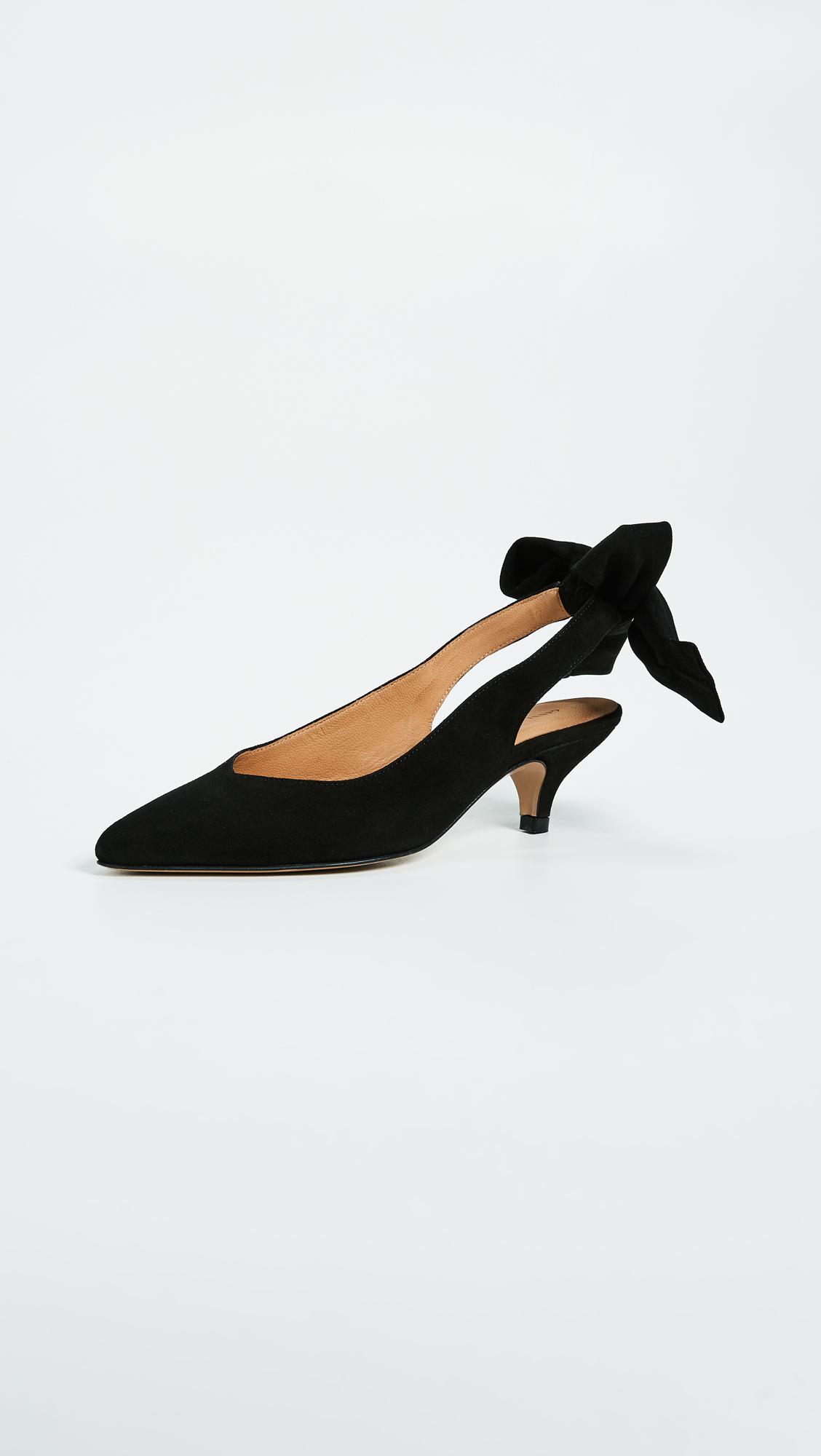 suede black kitten heels