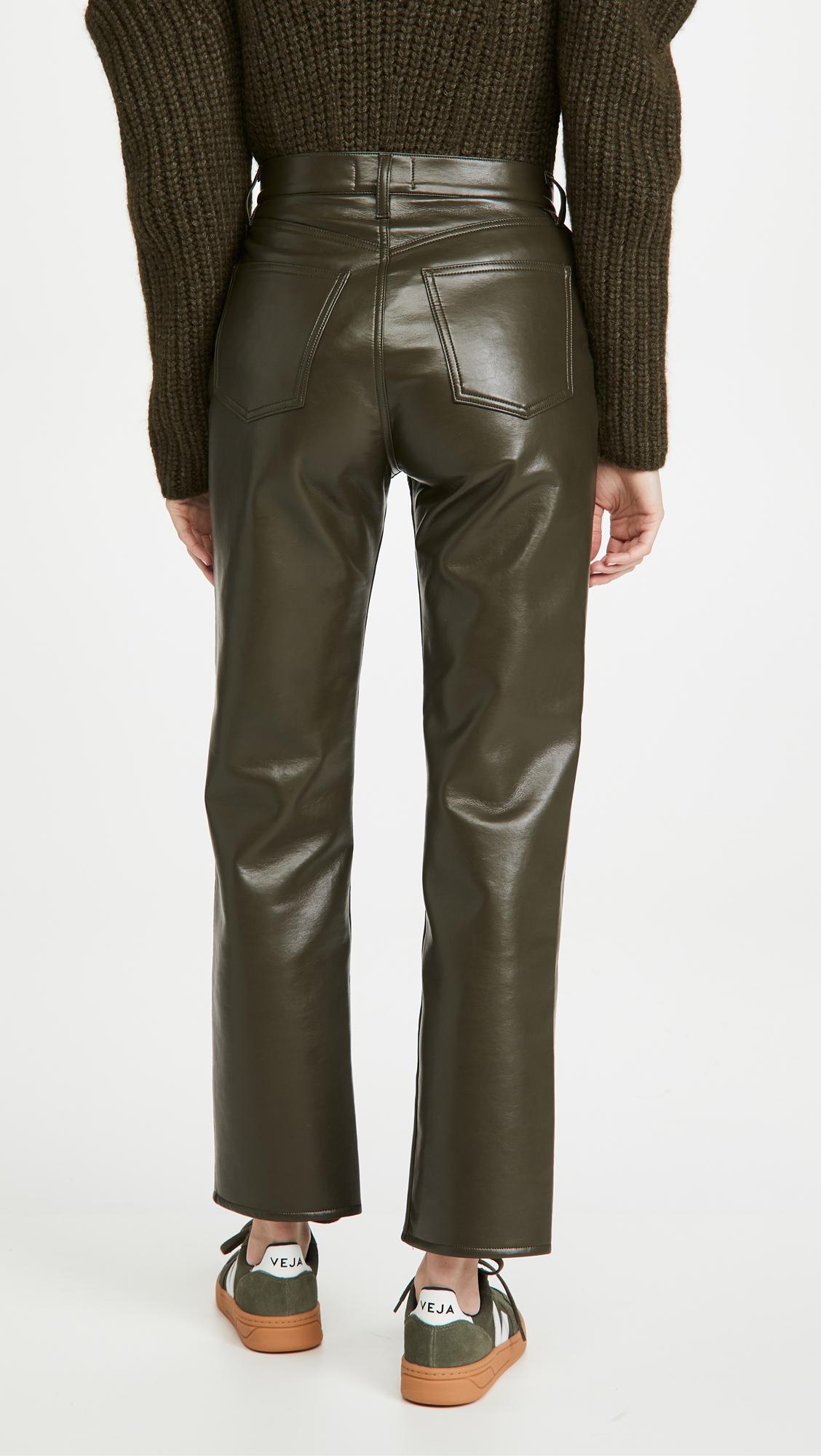 Agolde Recycled Leather Fitted 90's Pants in Green | Lyst