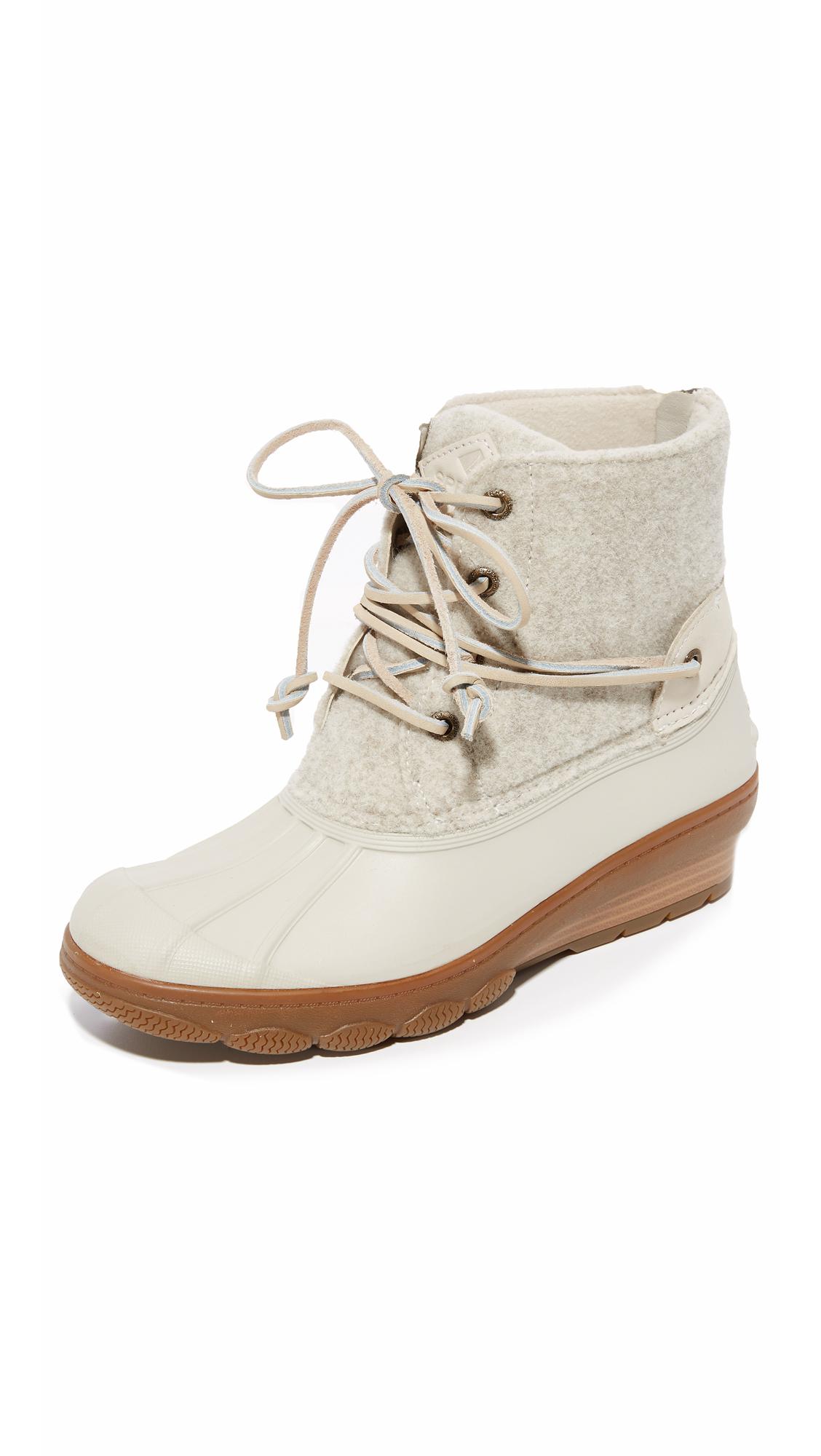 sperry women's saltwater wedge tide wool rain boot