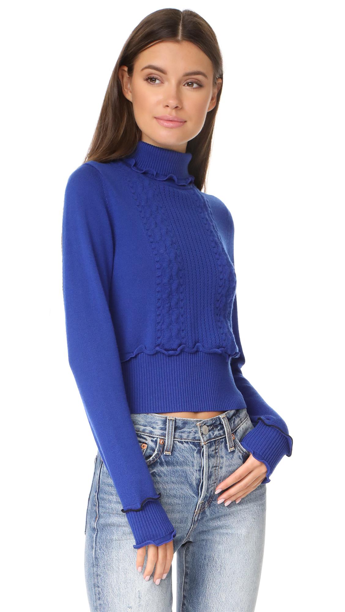 Lyst - 3.1 Phillip Lim Puffy Cable Turtleneck Pullover in Blue