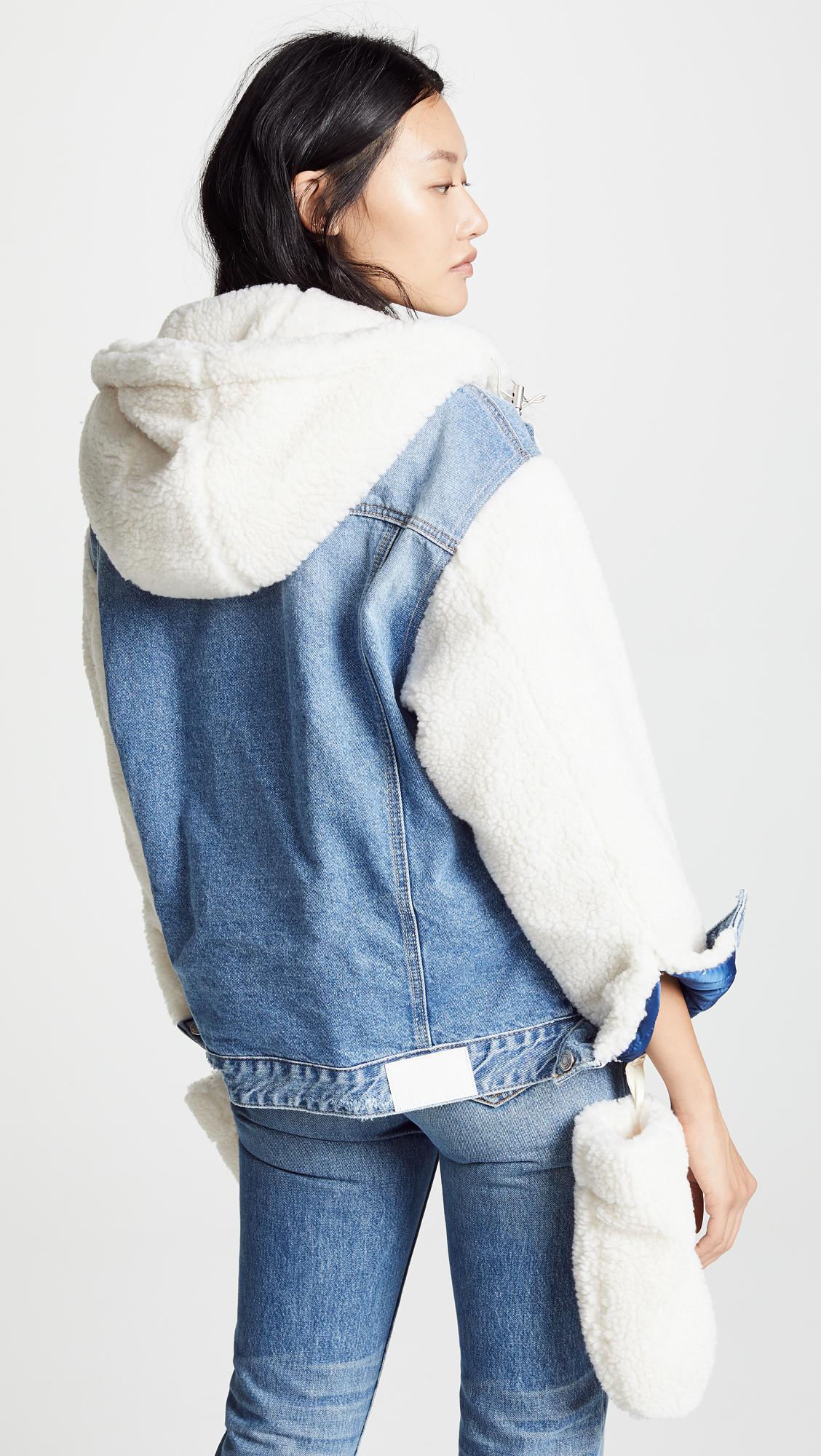 SJYP Sherpa Hoodie Denim Jacket in 