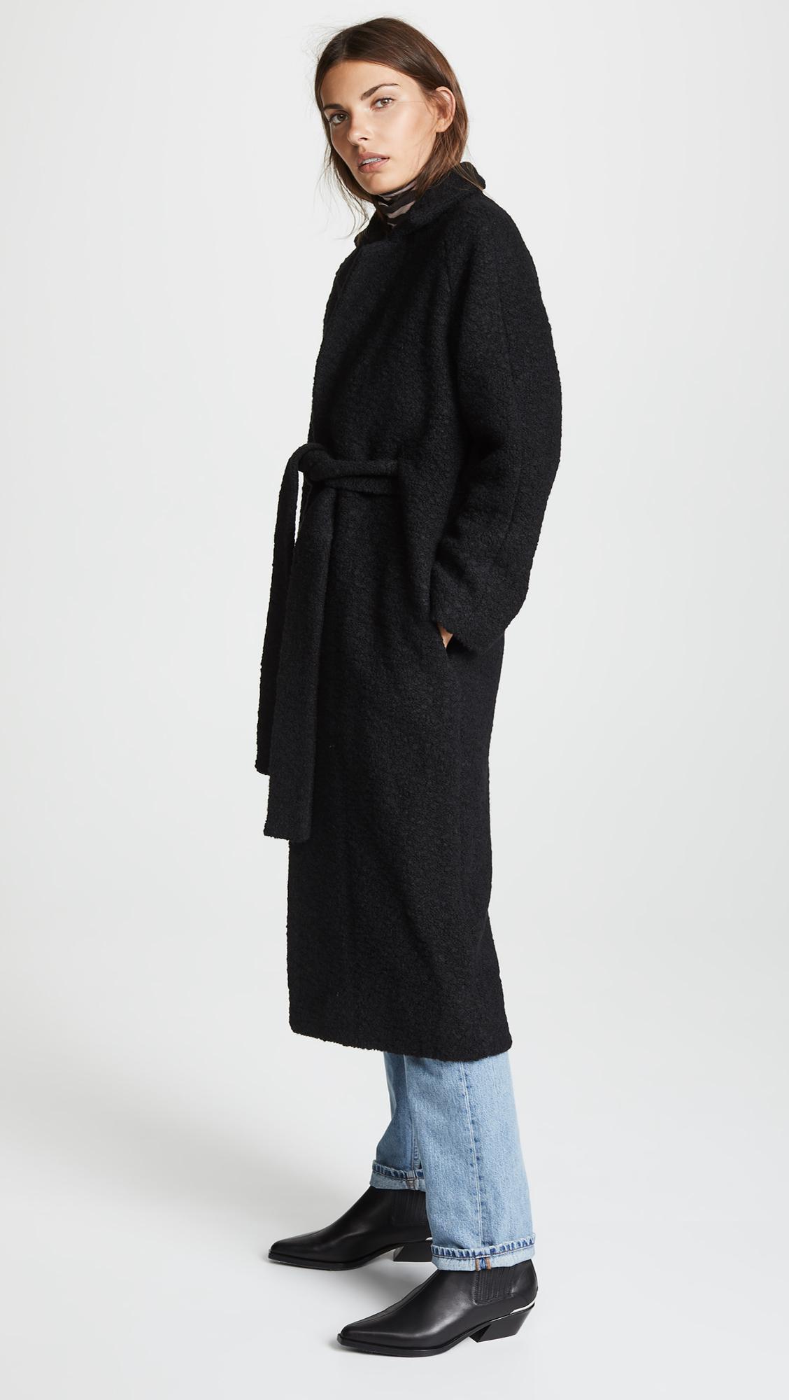 Ganni Wool Fenn Peacoat in Black - Lyst