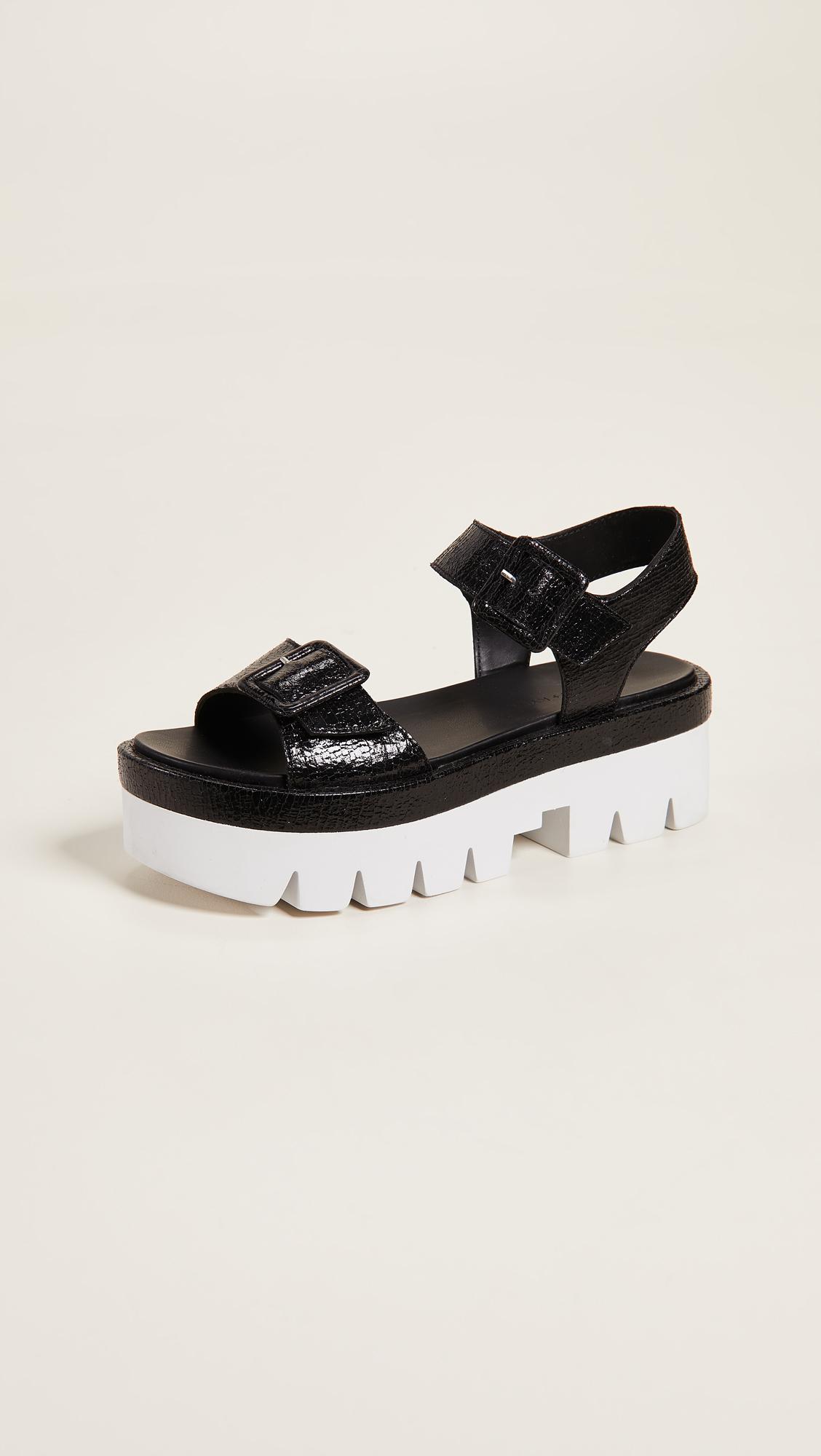 Kendall + Kylie Leather Wave Platform Sandals in Black - Lyst