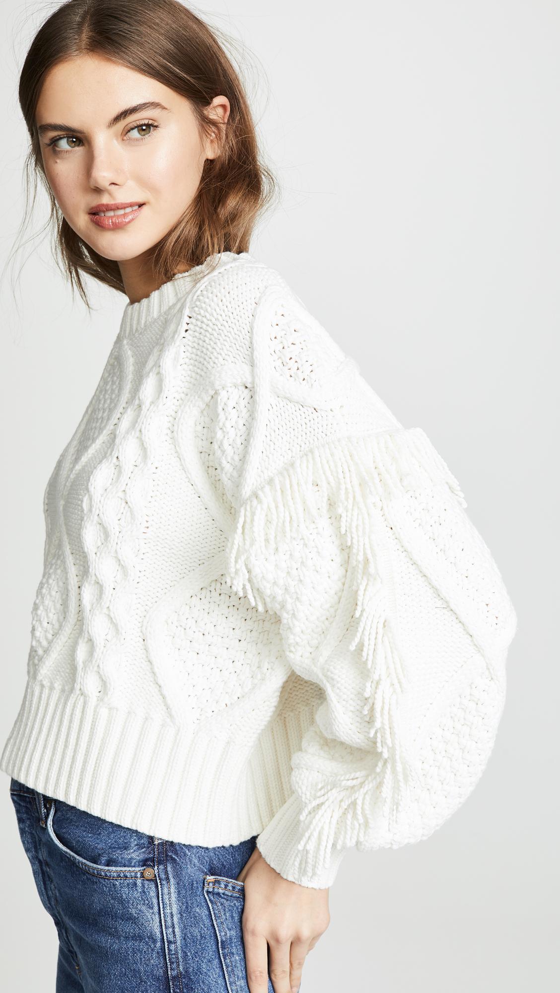 line and dot fringe sweater