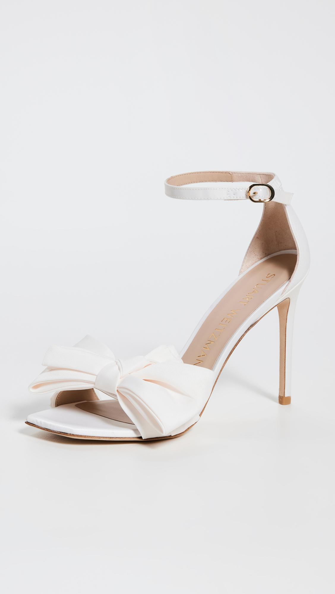 Stuart Weitzman Nudist Bow 100mm Sandals in White | Lyst