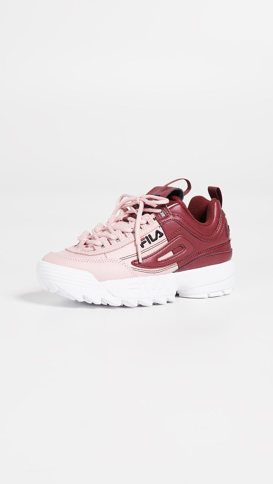 fila disruptor ii trainers pink shadow fila navy red