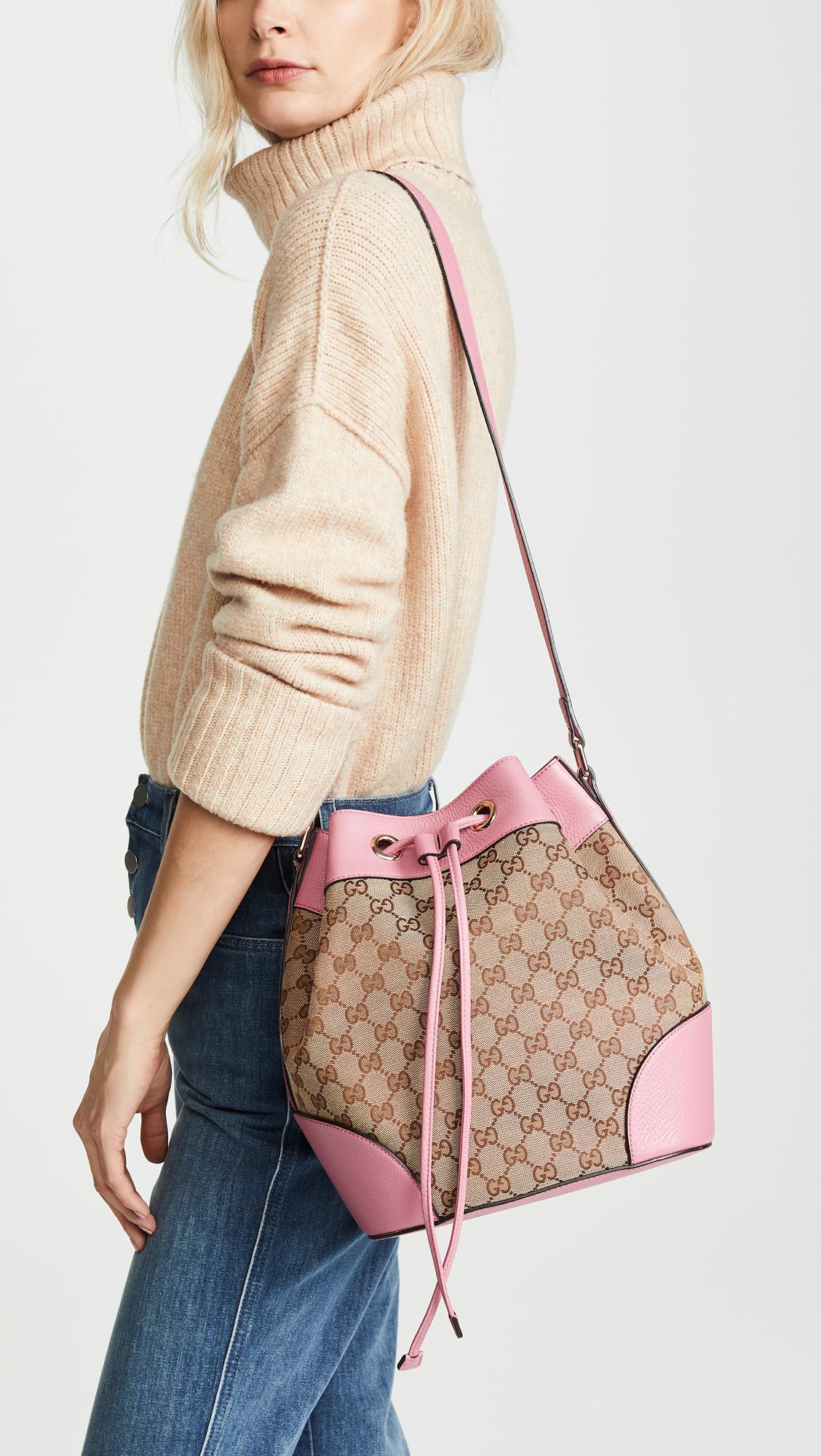 What Goes Around Comes Around Gucci Canvas Classic Bucket Bag in Pink | Lyst