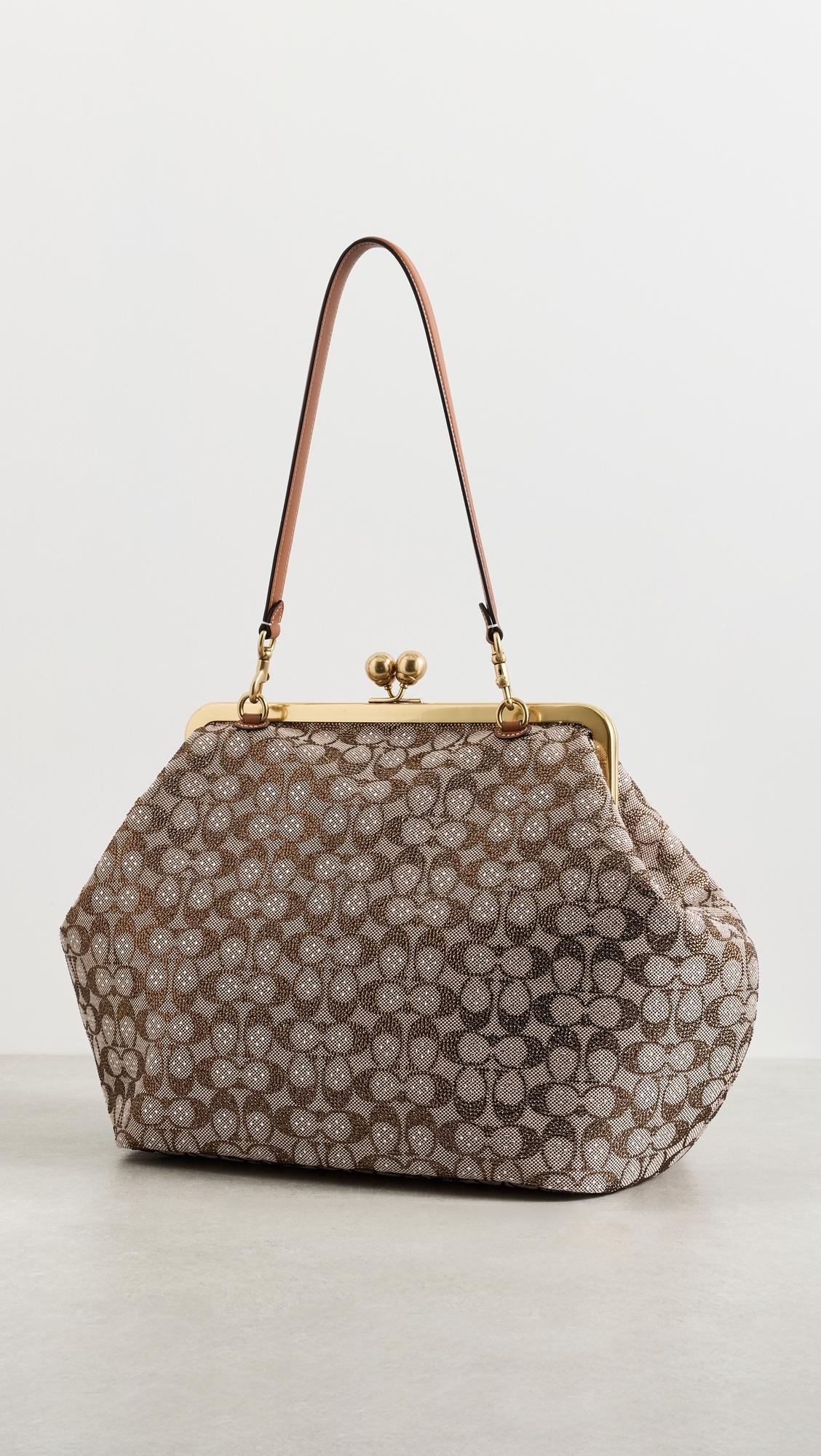 COACH Crystal Signature Jacquard Large Kisslock Bag | Lyst