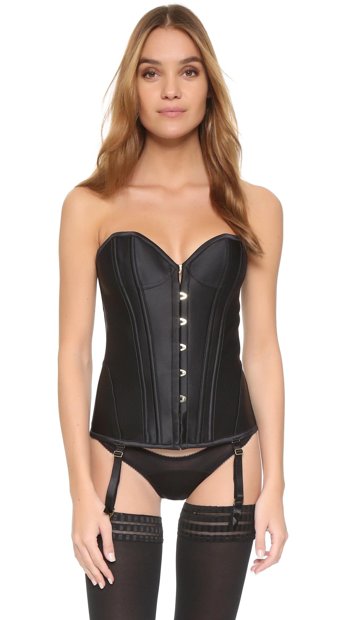 L'Agent by Agent Provocateur Satin Penelope Corset in Black | Lyst