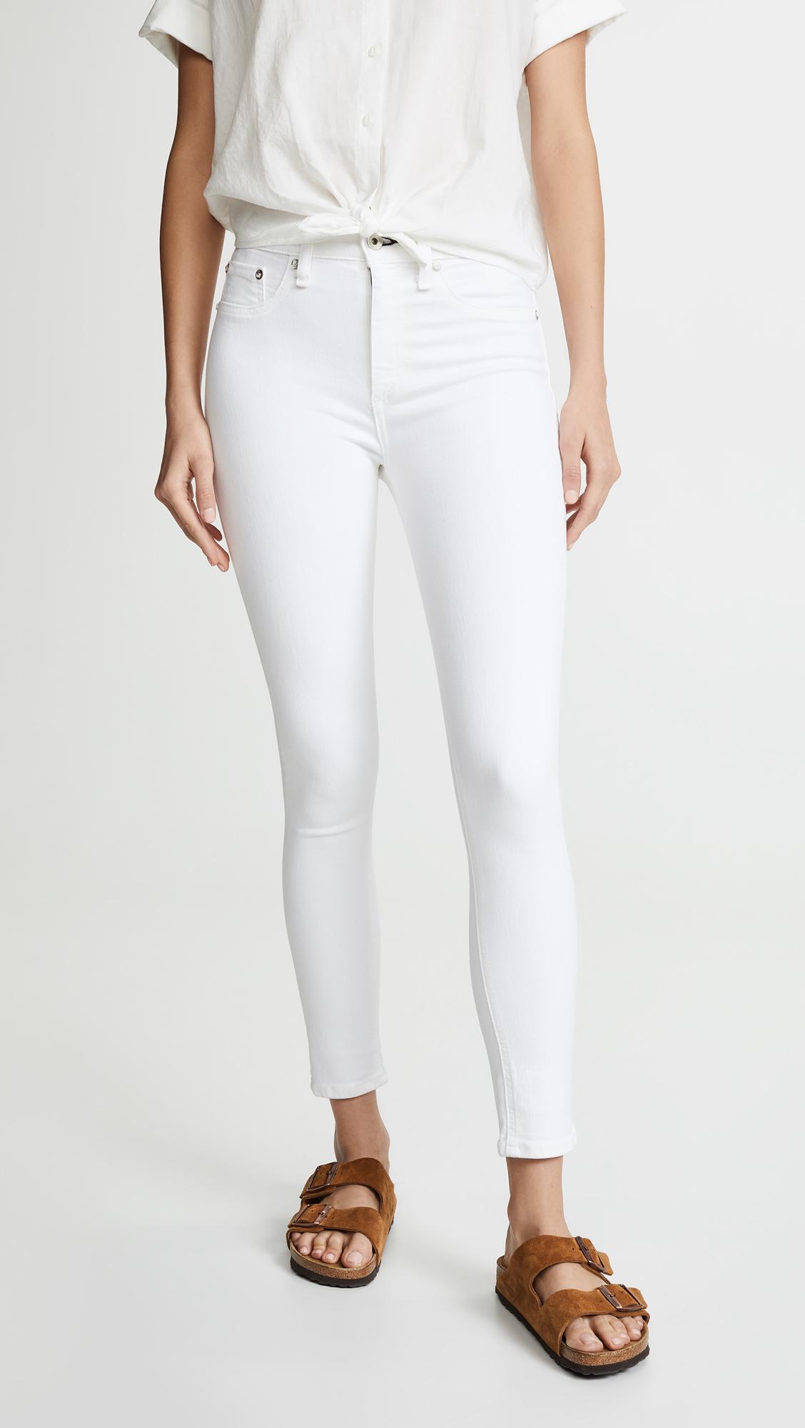 rag and bone high rise white jeans