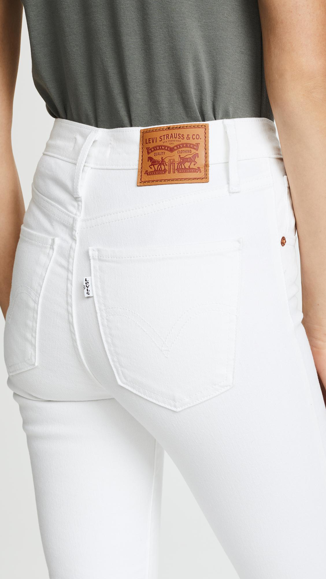 Levi's Mile High Ankle Super Skinny Jeans in White | Lyst