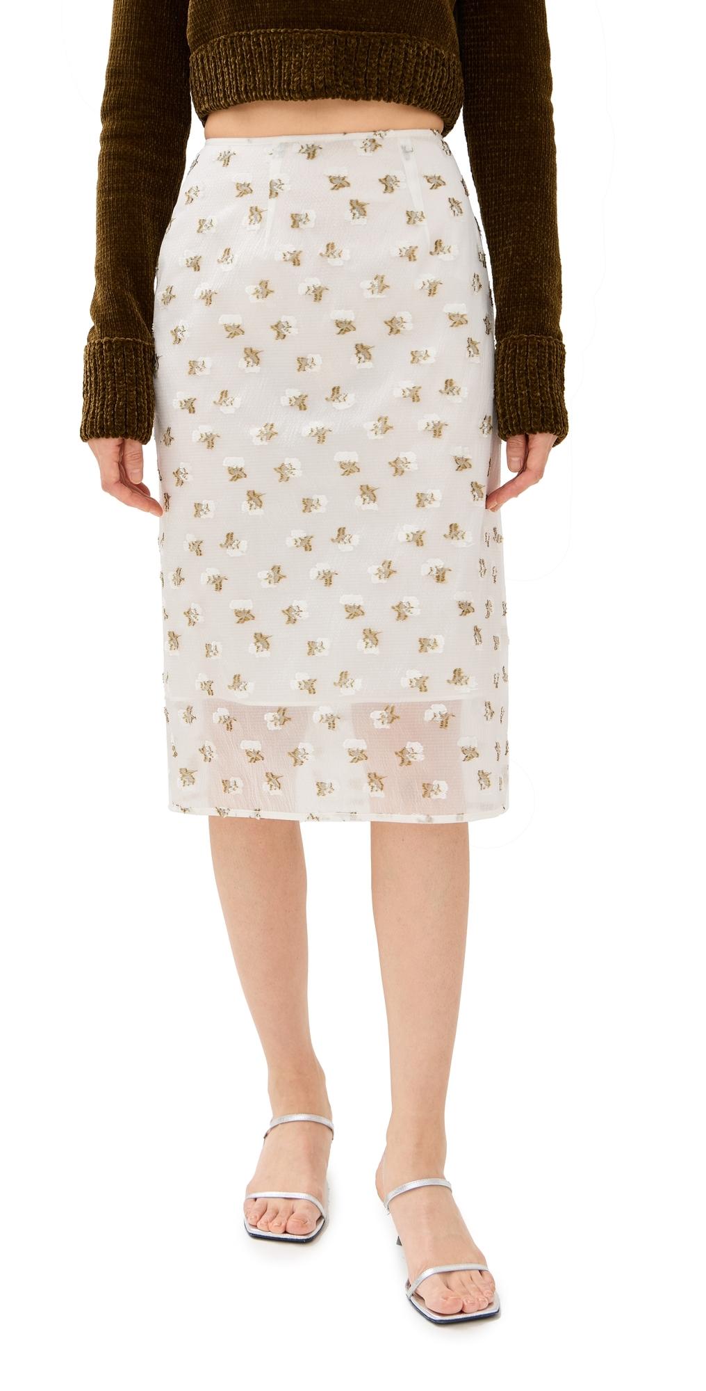 【CECILIE BAHNSEN】ALLEGRA スカート ALLEGRA | SKIRT KADO FIL-COUP… WHITE/OLIVE
