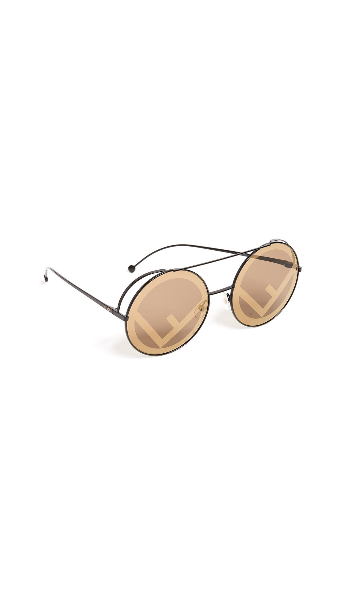 Fendi Round Holographic Sunglasses in Brown | Lyst