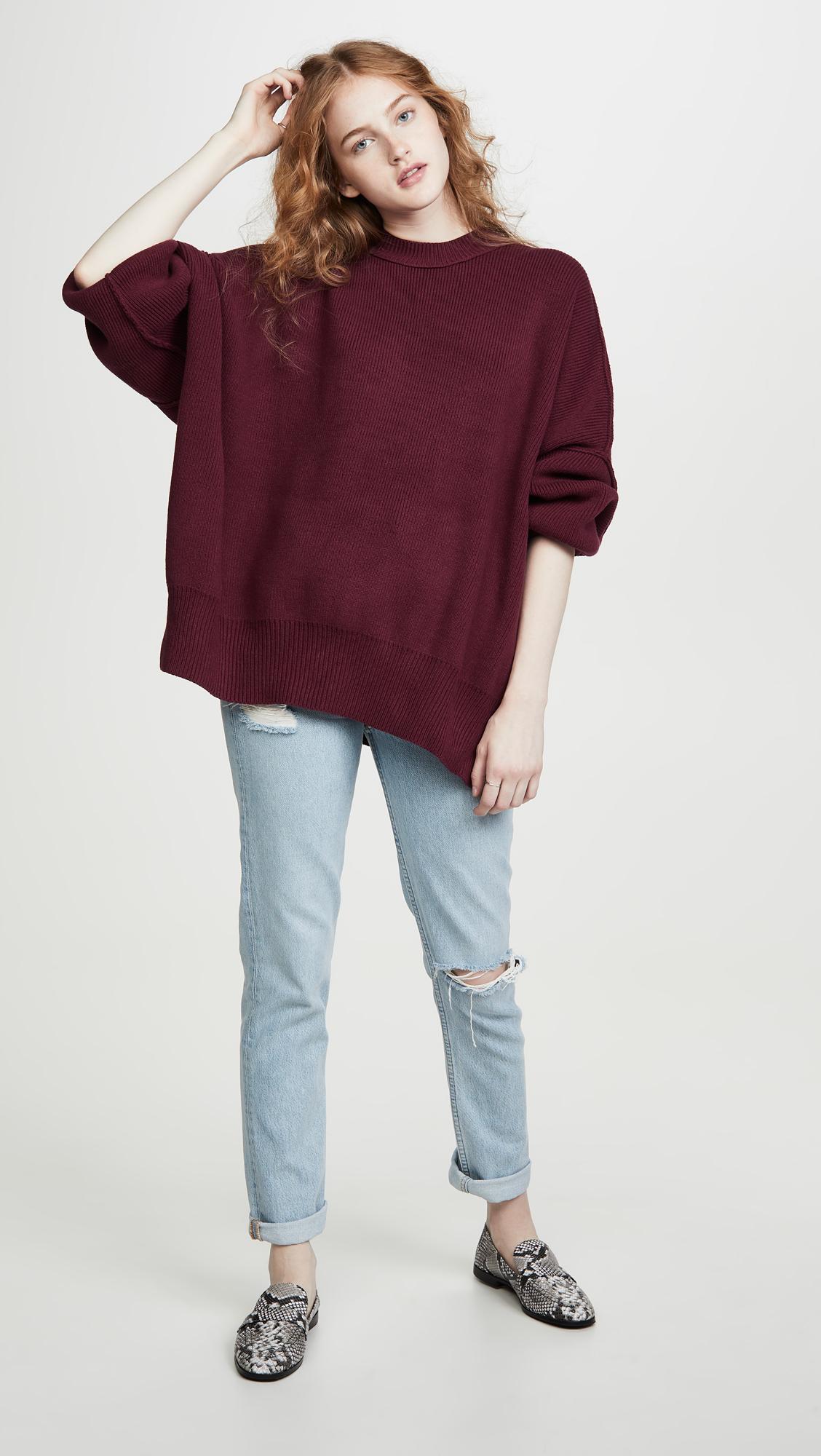 free people easy street cotton blend oversized sweater