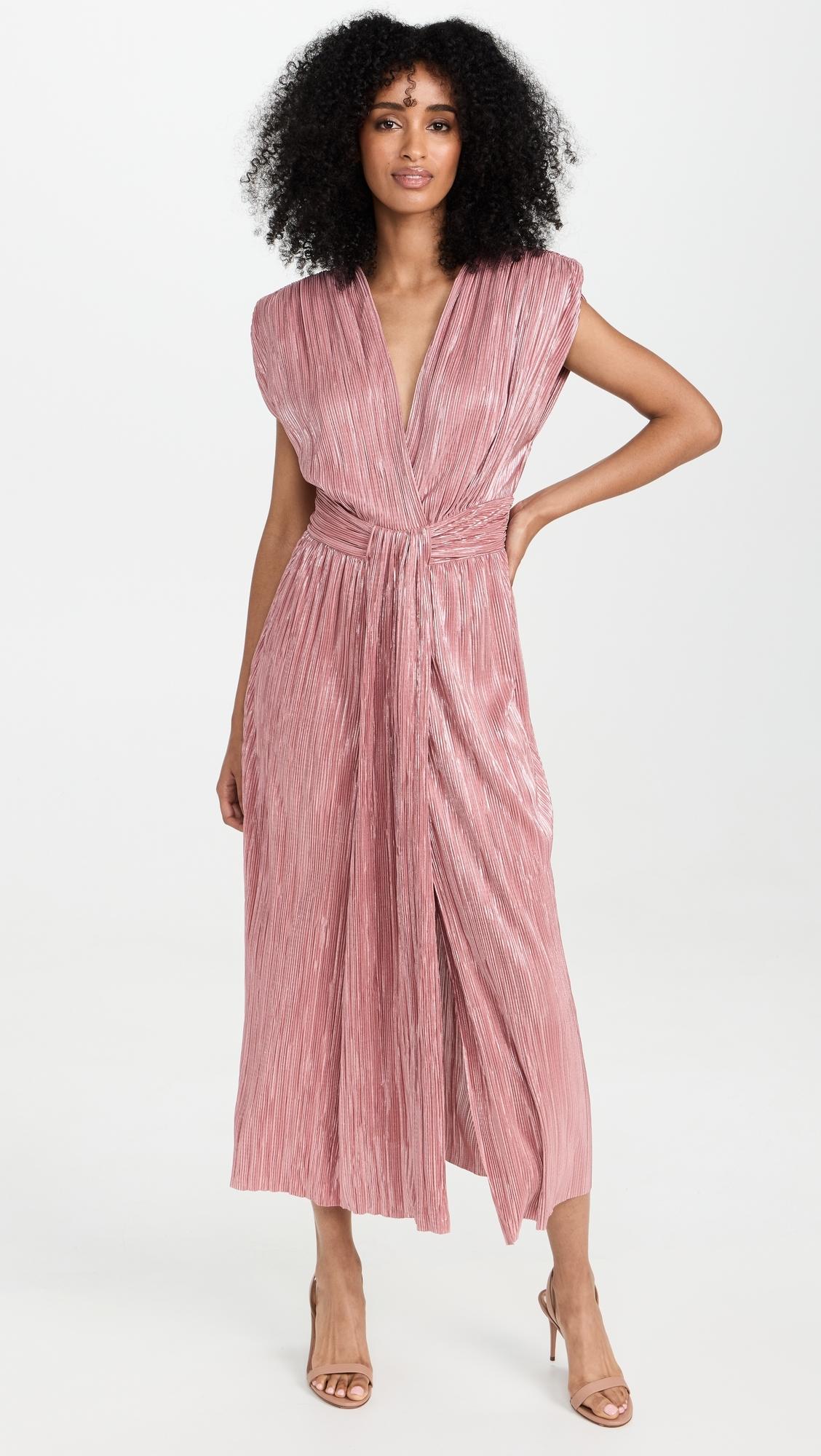 sabina musayev helena dress pink Sabina Musayev Helena Metallic Tiered Dress Medium
