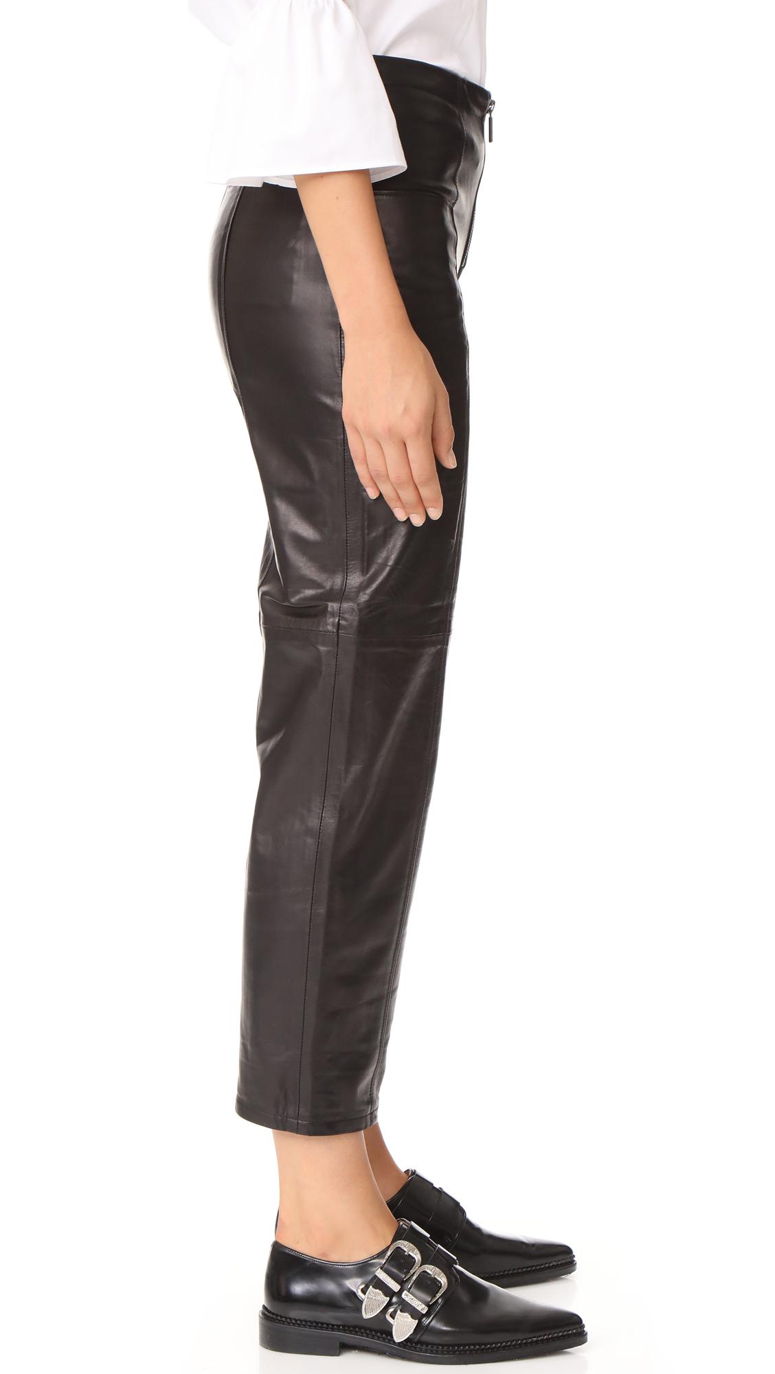 zip up leather trousers
