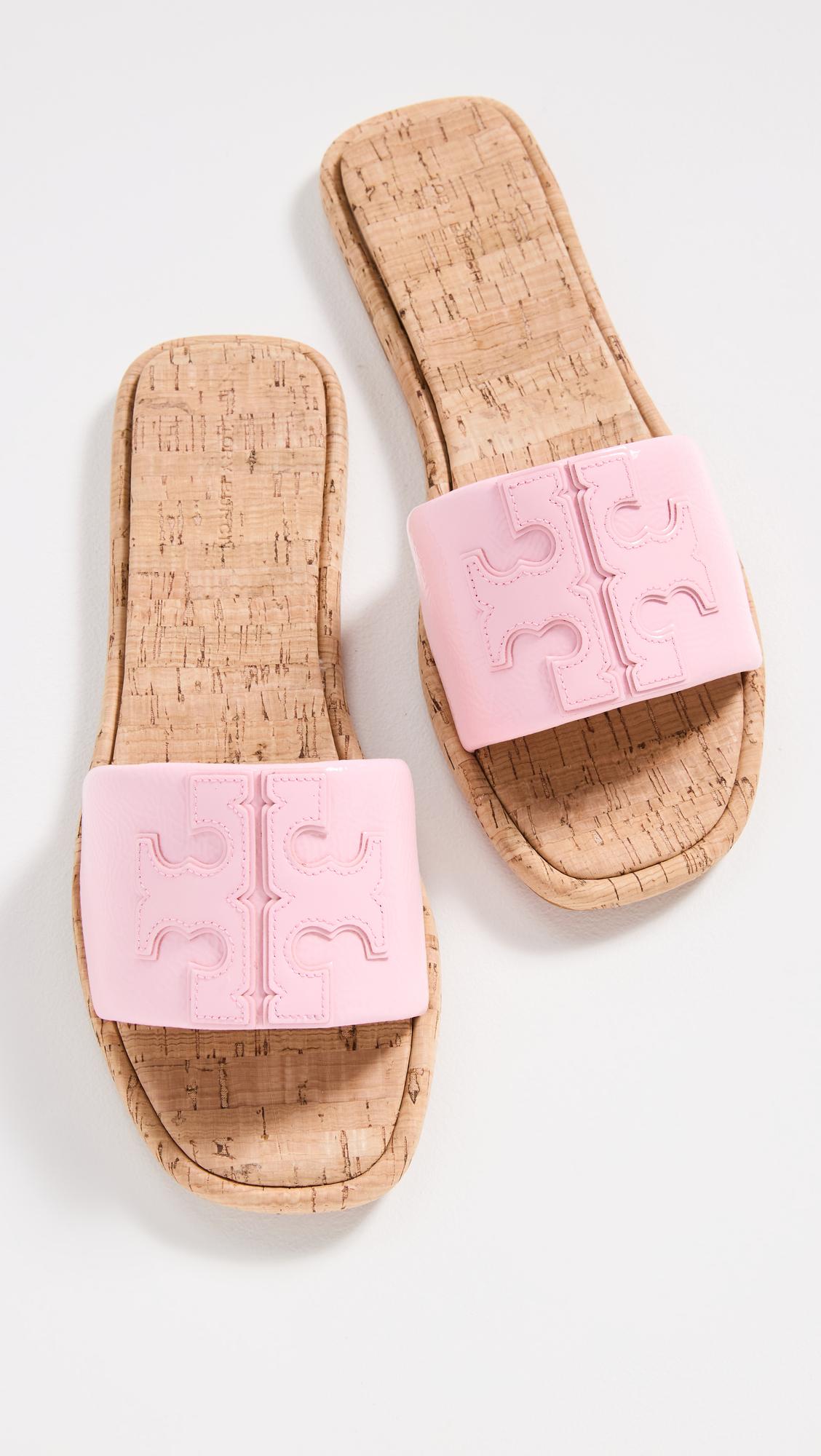 Tory Burch Double T Sport Slides in Pink | Lyst