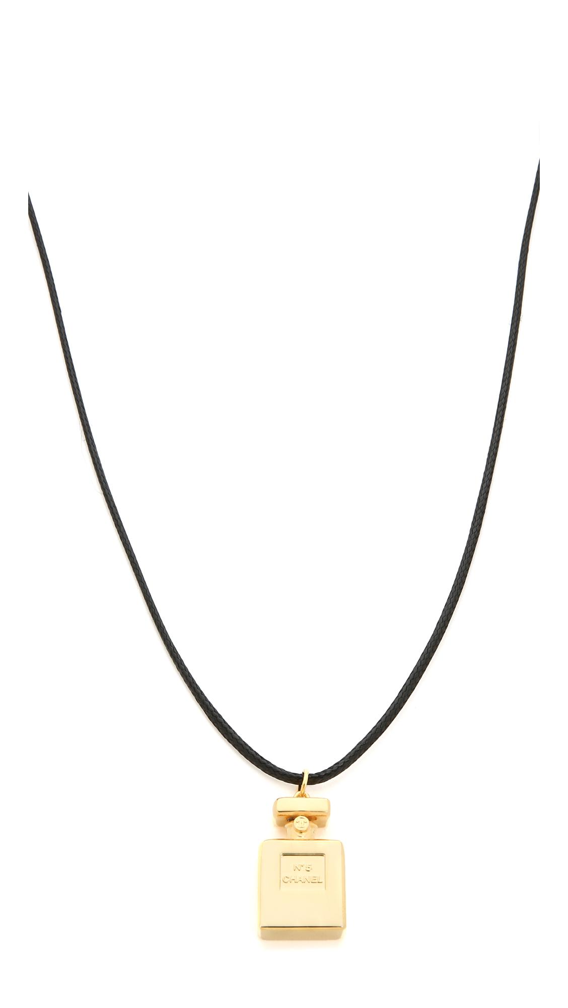 What Goes Around Comes Around Chanel No 5 Pendant Necklace (previously  Owned) in Black | Lyst