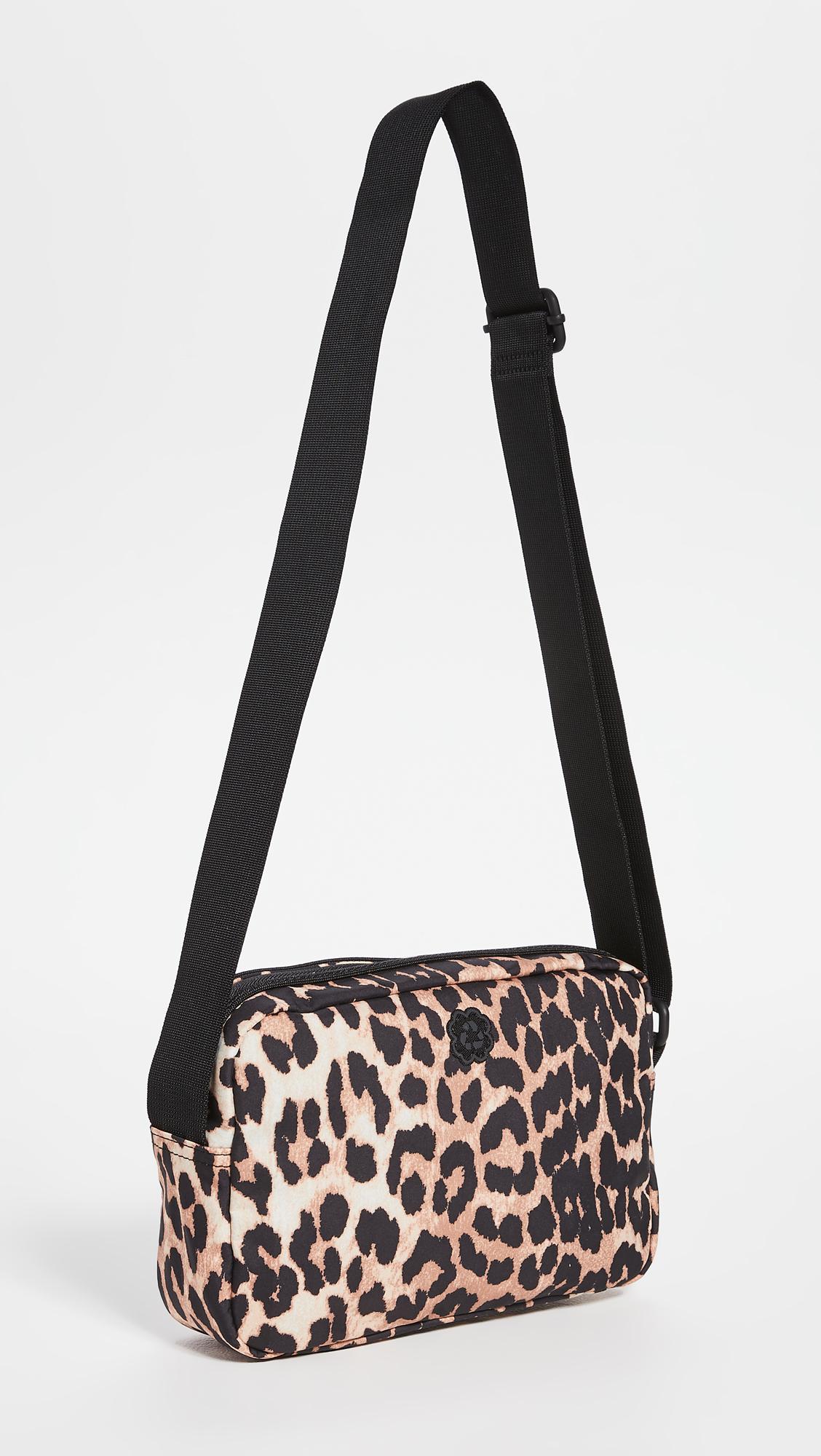 Ganni Synthetic Festival Leopard-print Cross-body Bag in Black - Lyst