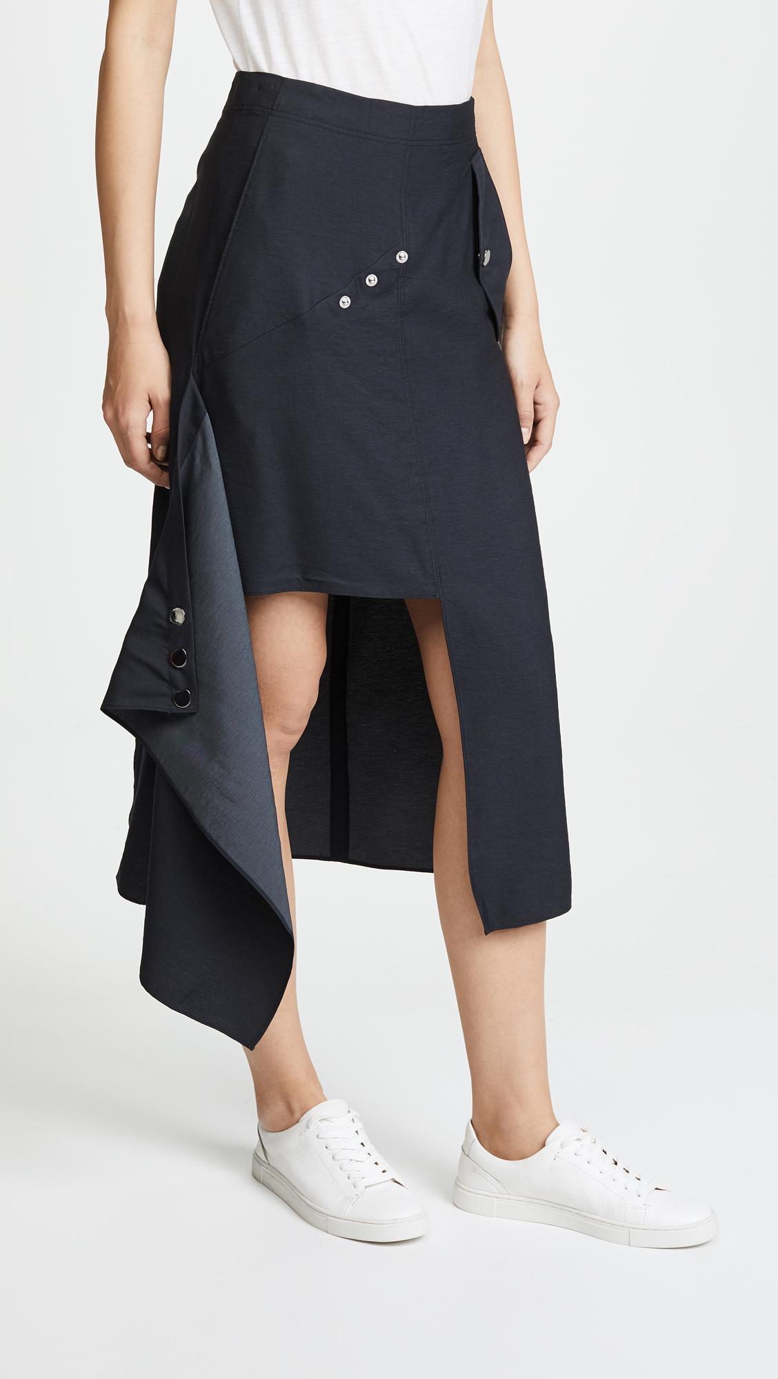 Tibi Synthetic Asymmetrical Flap Skirt in Black - Lyst