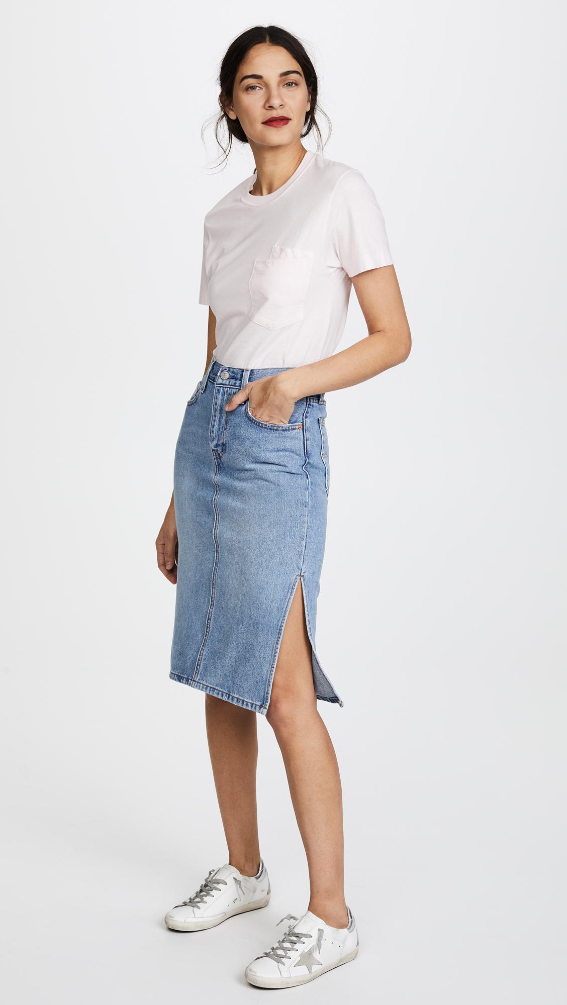 Levi s Side Slit Skirt in Blue Lyst