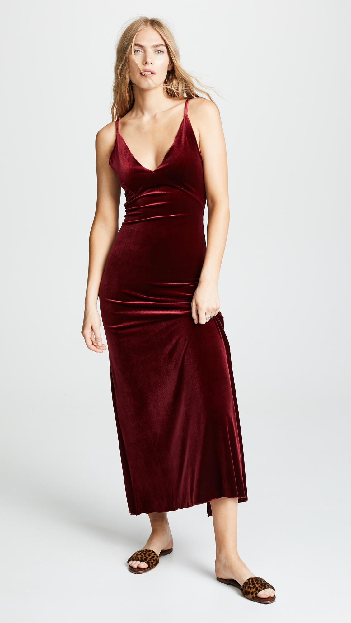  Only  Hearts Synthetic Velour Slip Dress  in Red Lyst