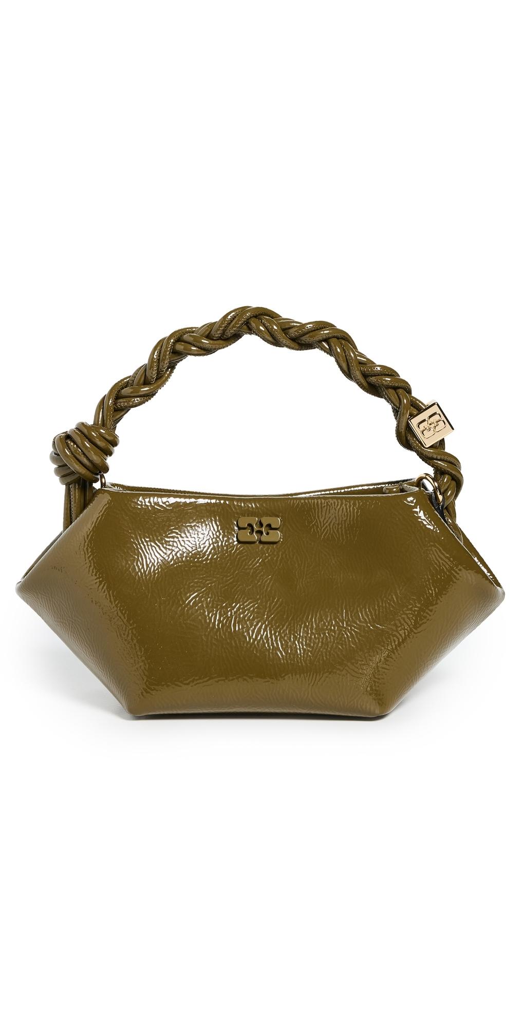 Ganni Bou Bag Mini Patent Bag in Green | Lyst