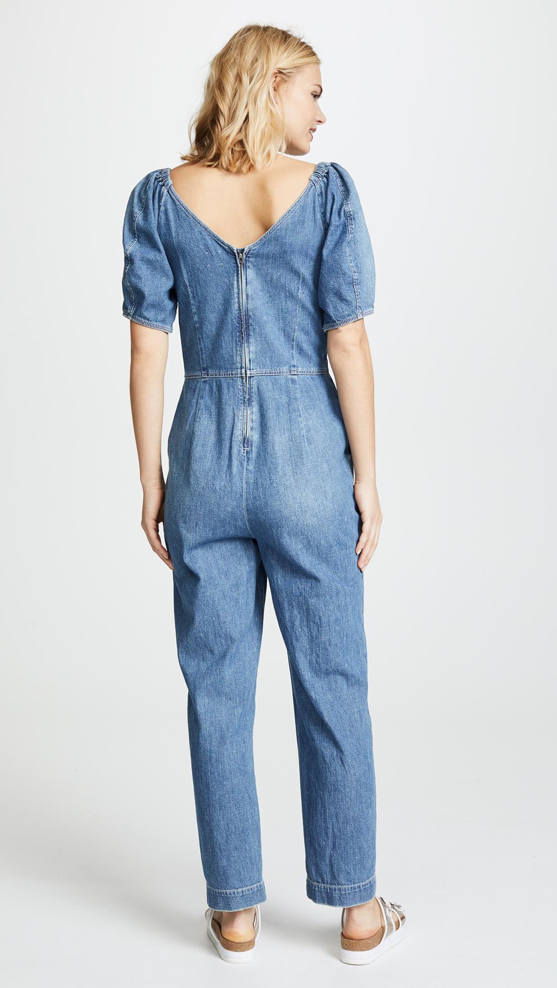 denim tie jumpsuit