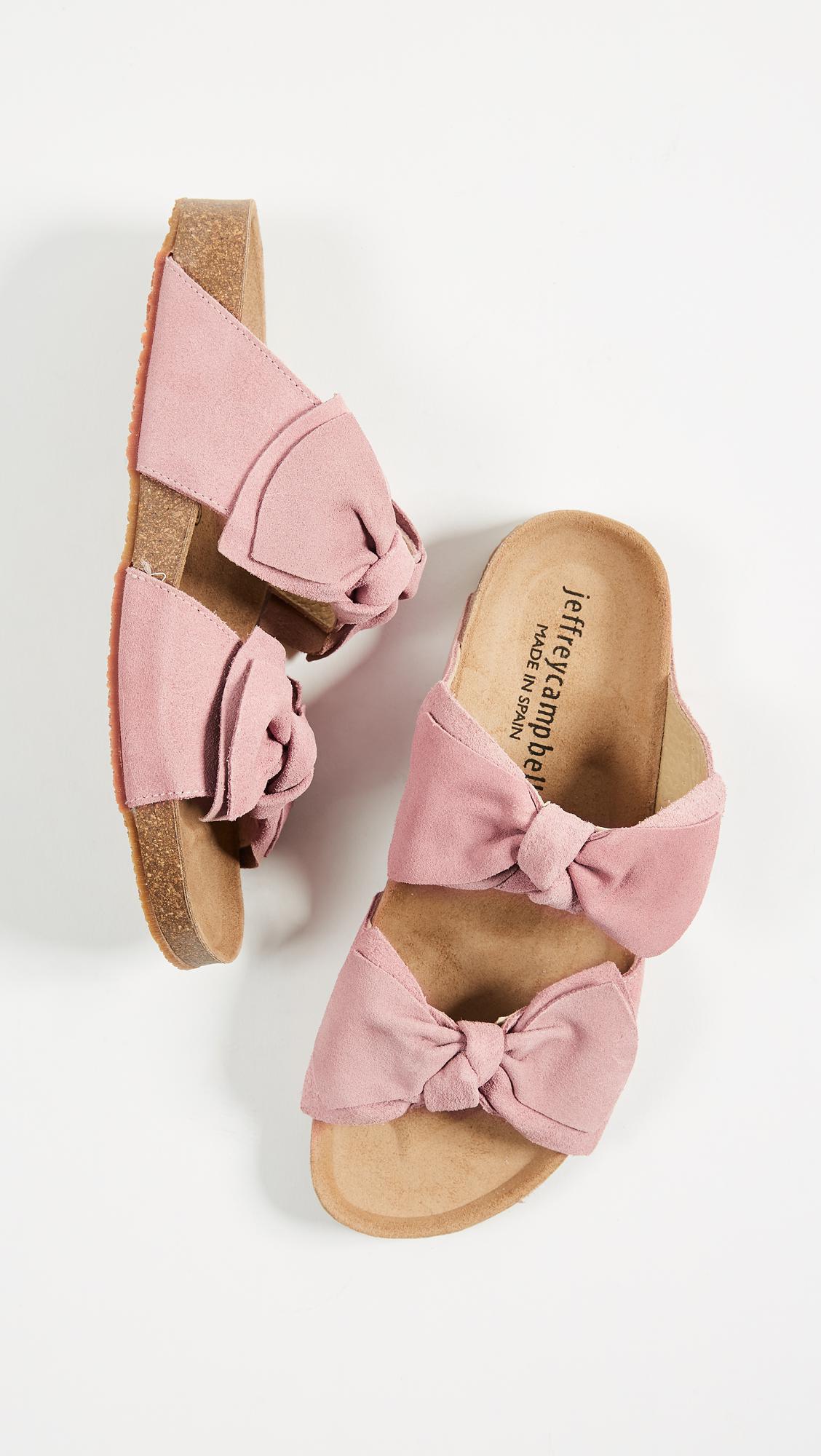 Jeffrey Campbell Suede Lanai Bow Slides in Blush (Pink) Lyst