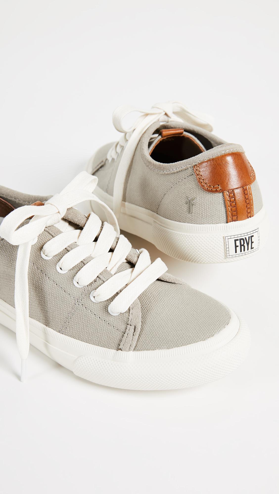 Frye Gia Canvas Low Lace Sneakers in Gray | Lyst