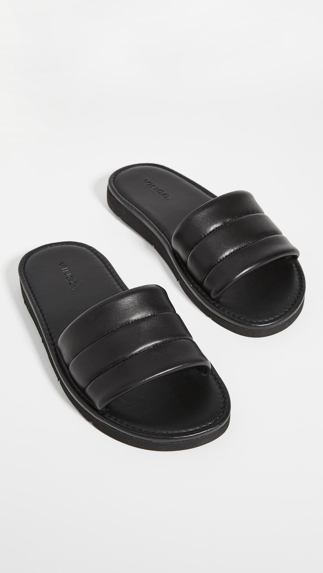 Vince Leather Olina Sandals in Black - Lyst
