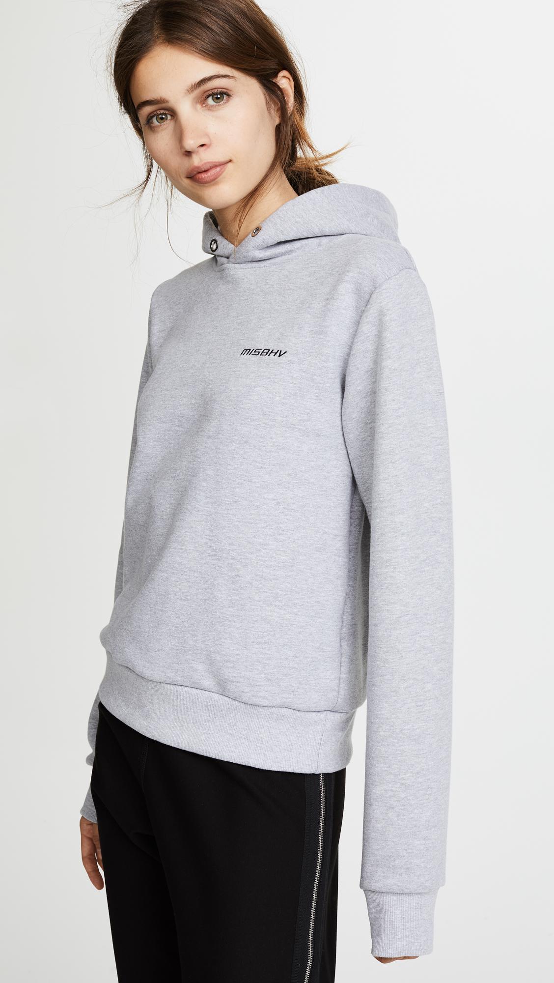 MISBHV Cotton Logo Shrink Hoodie in Grey (Gray) - Lyst