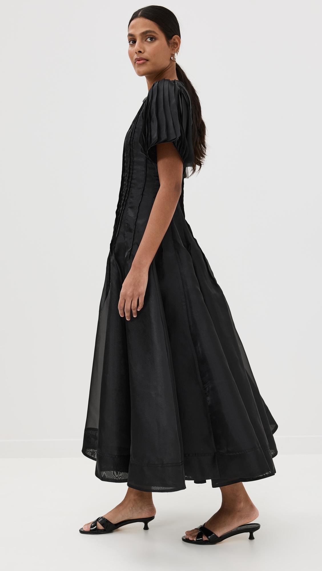 Aje. Nova Pleated Midi Dress in Black | Lyst