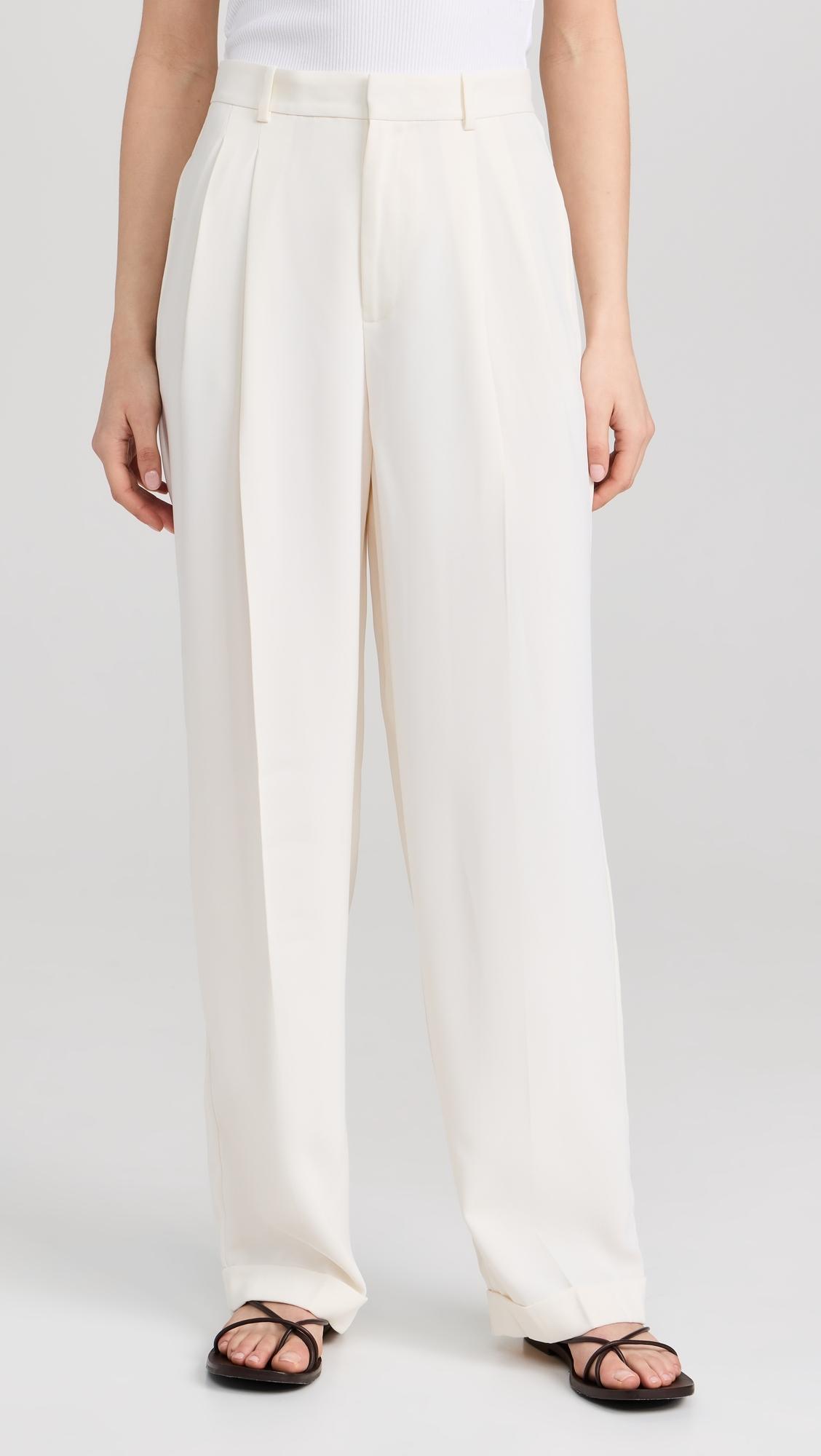 Polo Ralph Lauren Pleated Straight Leg Pants in White | Lyst