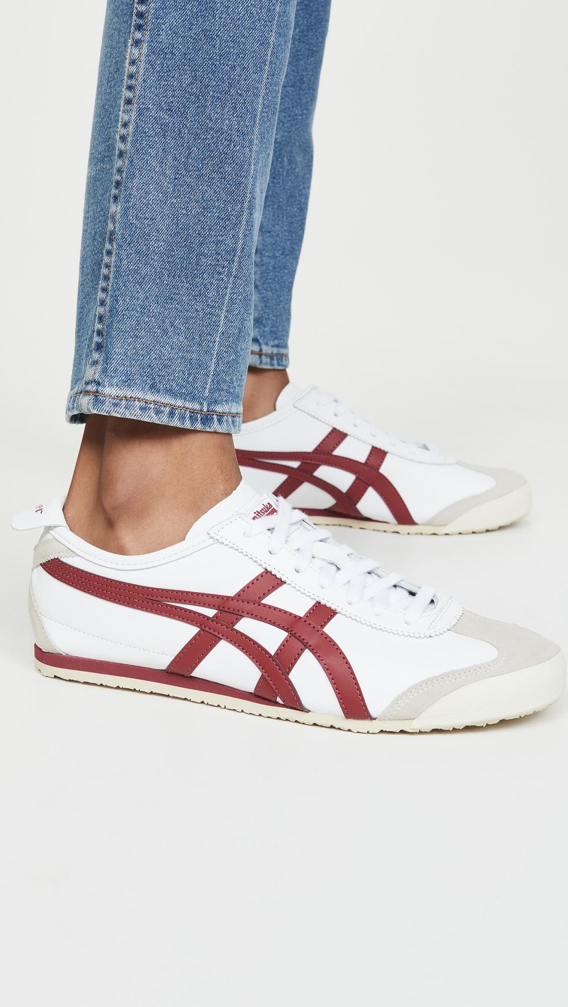 Onitsuka Tiger Leather Mexico 66 Sneakers in White/Burgundy (White) | Lyst