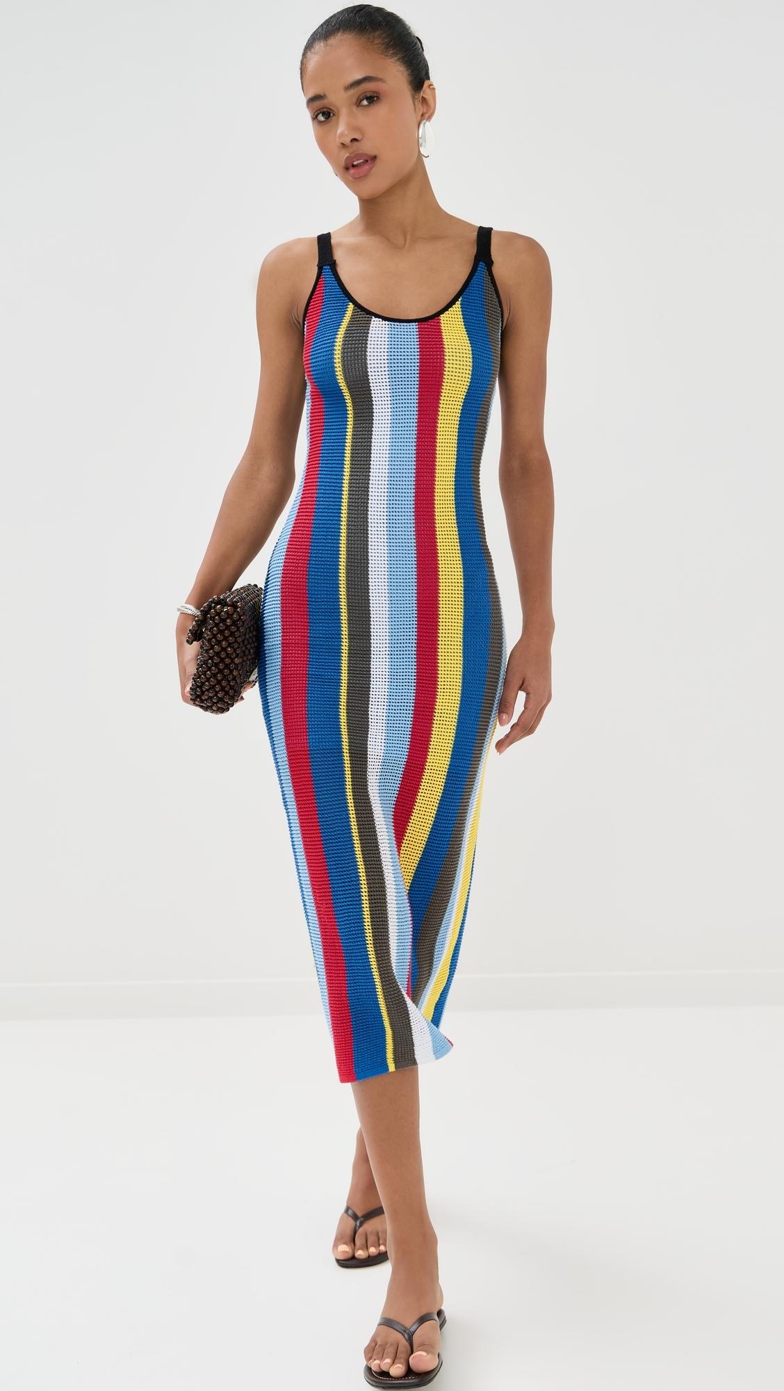 chinese dress ladies Staud Laura Linen Dress in Market Stripe