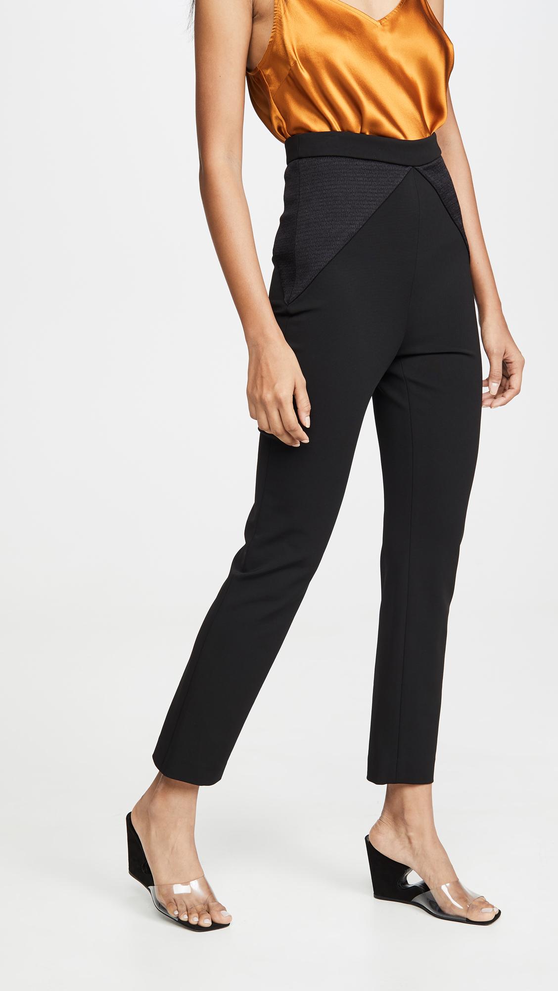 Cushnie High Waisted Fitted Cropped Pants With Satin Triangles in Black - Lyst