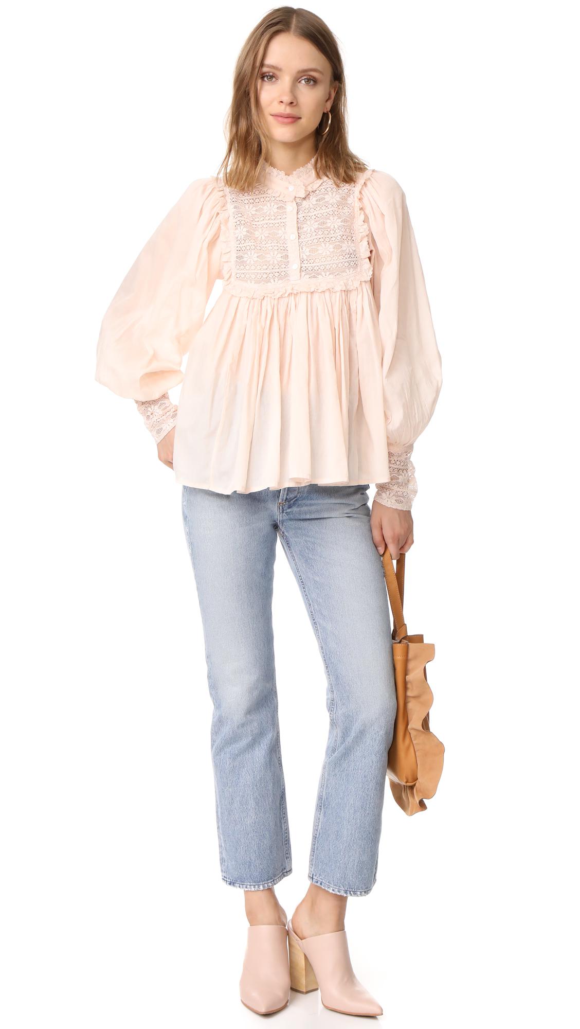 Antik Batik Blouse Antik Batik Lace Romies Blouse in Powder Pink Lyst