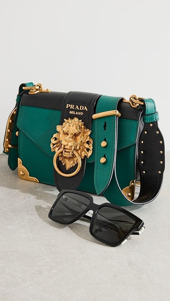 What Goes Around Comes Around Prada Green Leather Cahier Crossbody