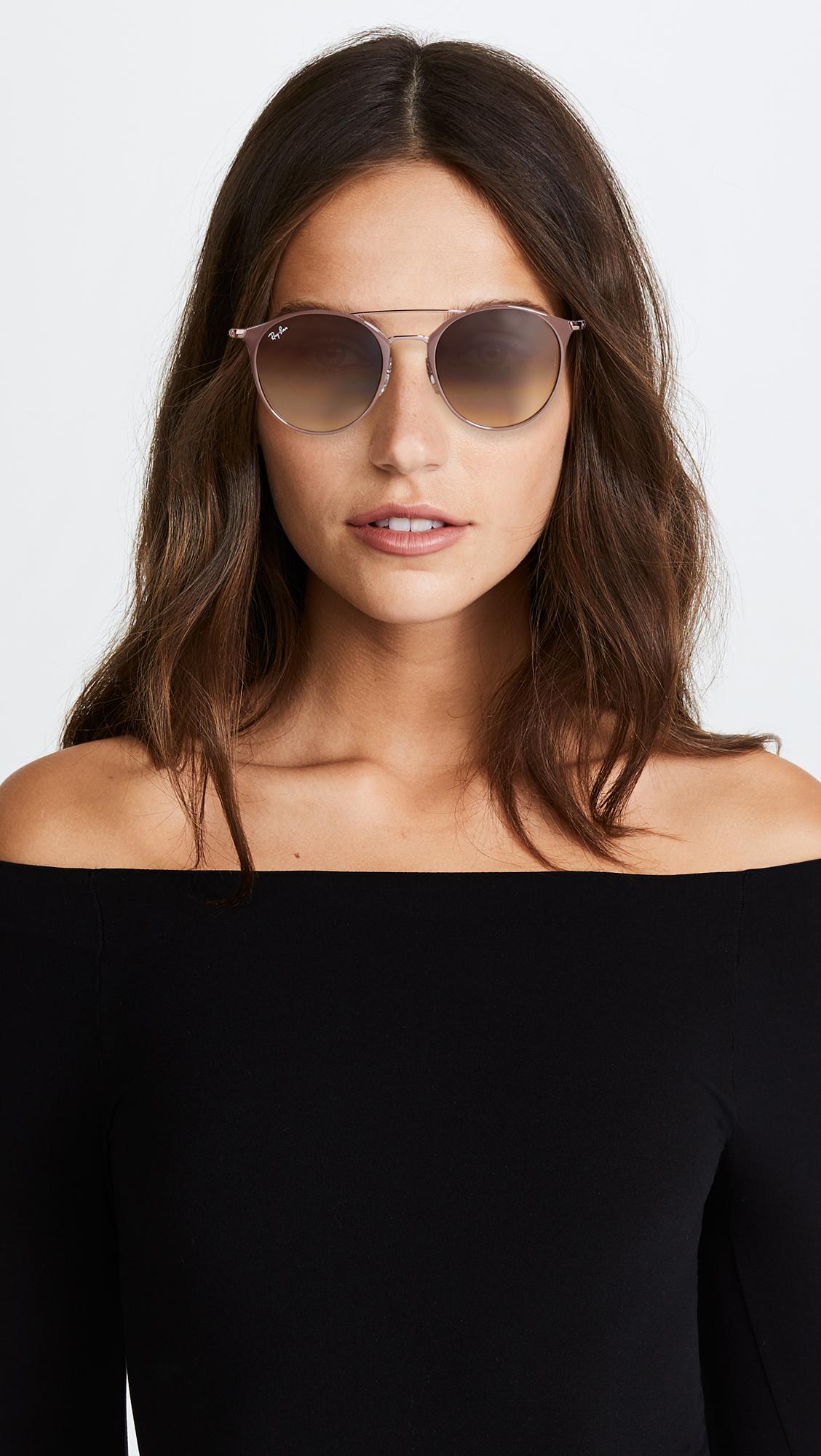 Ray-Ban Round Browbar Sunglasses - Lyst