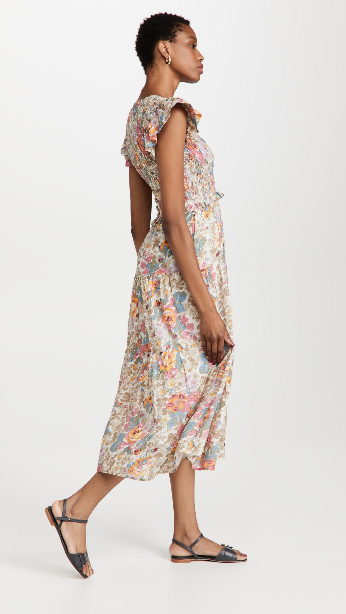 Sea Ines Floral Smocked Dress in Blue | Lyst