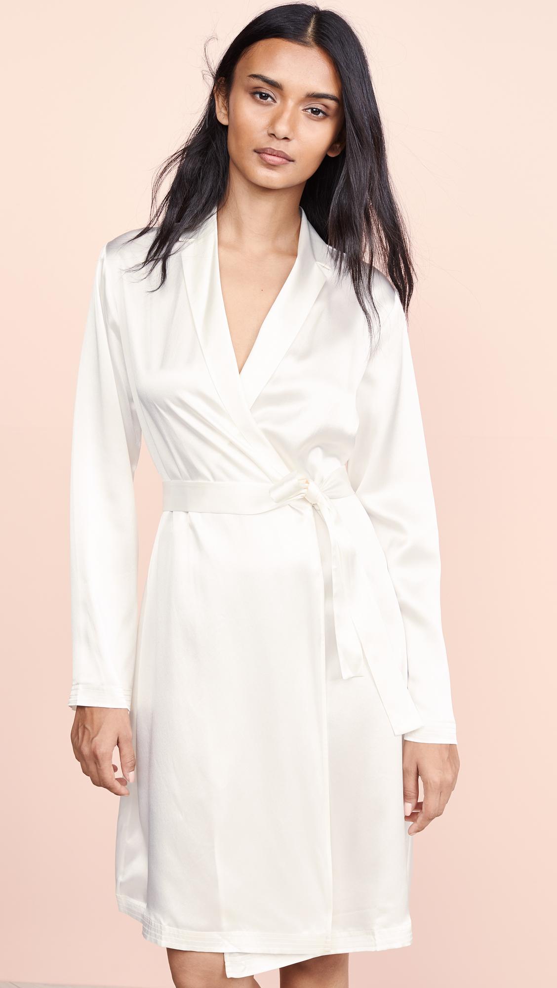 La Perla Silk Short Robe in White - Save 9% - Lyst