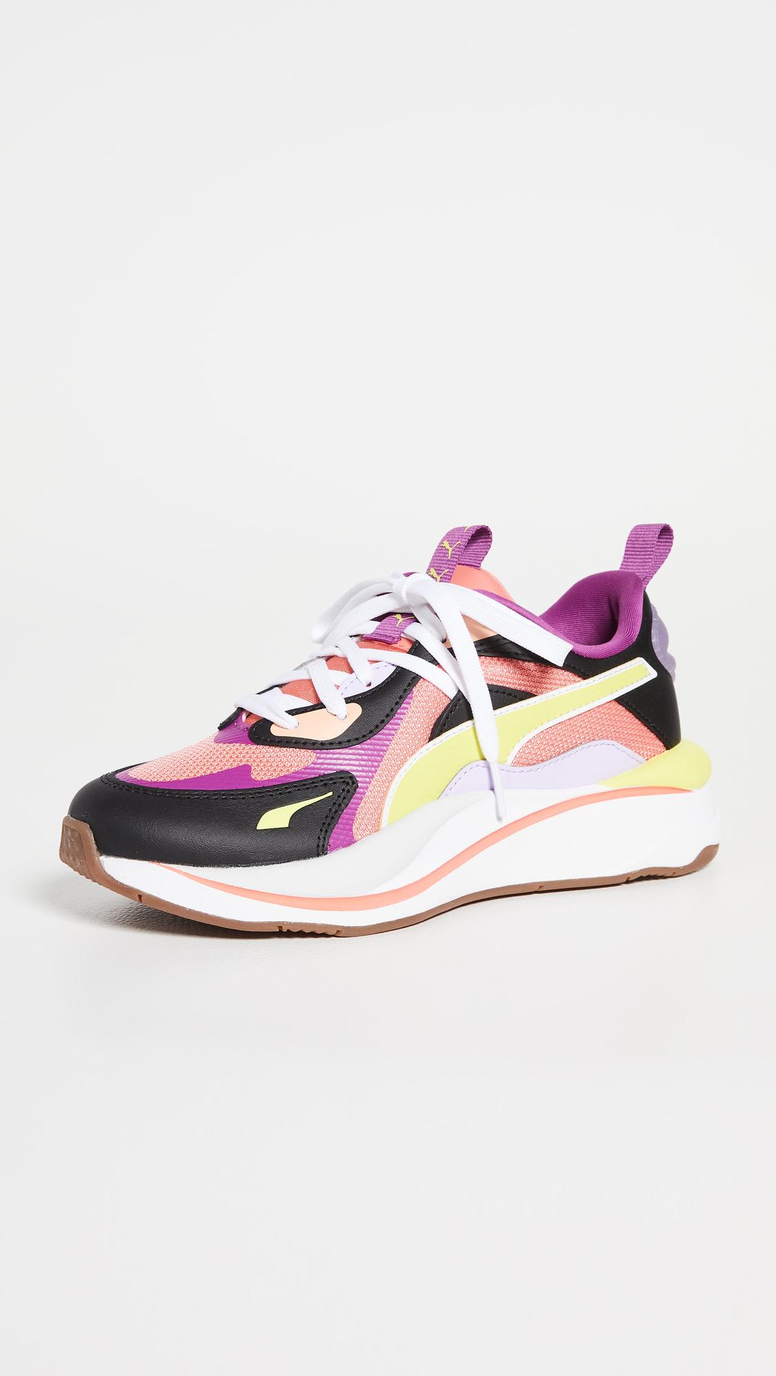 puma rs curve trainers in white black and pink