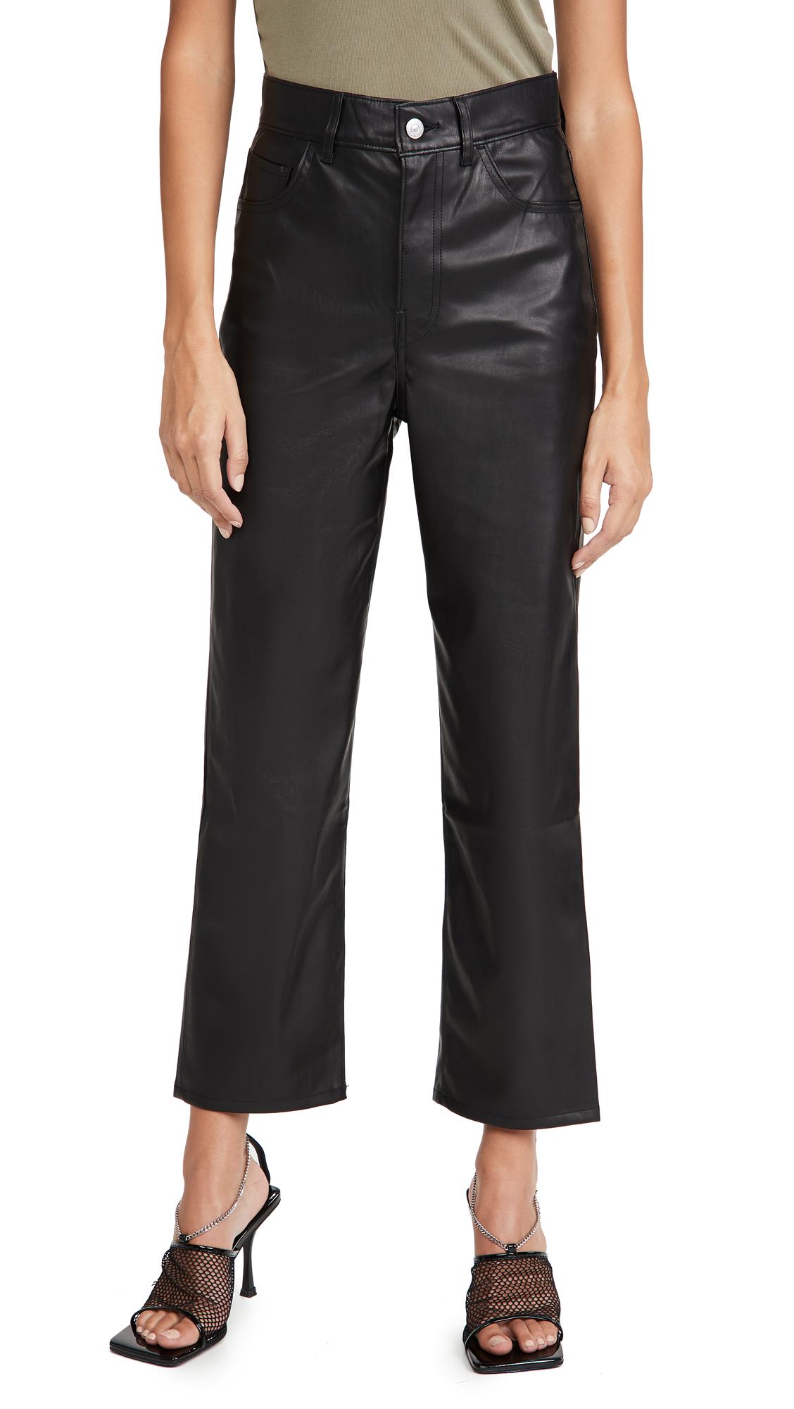 Faux Leather Rib Cage Straight Pants 